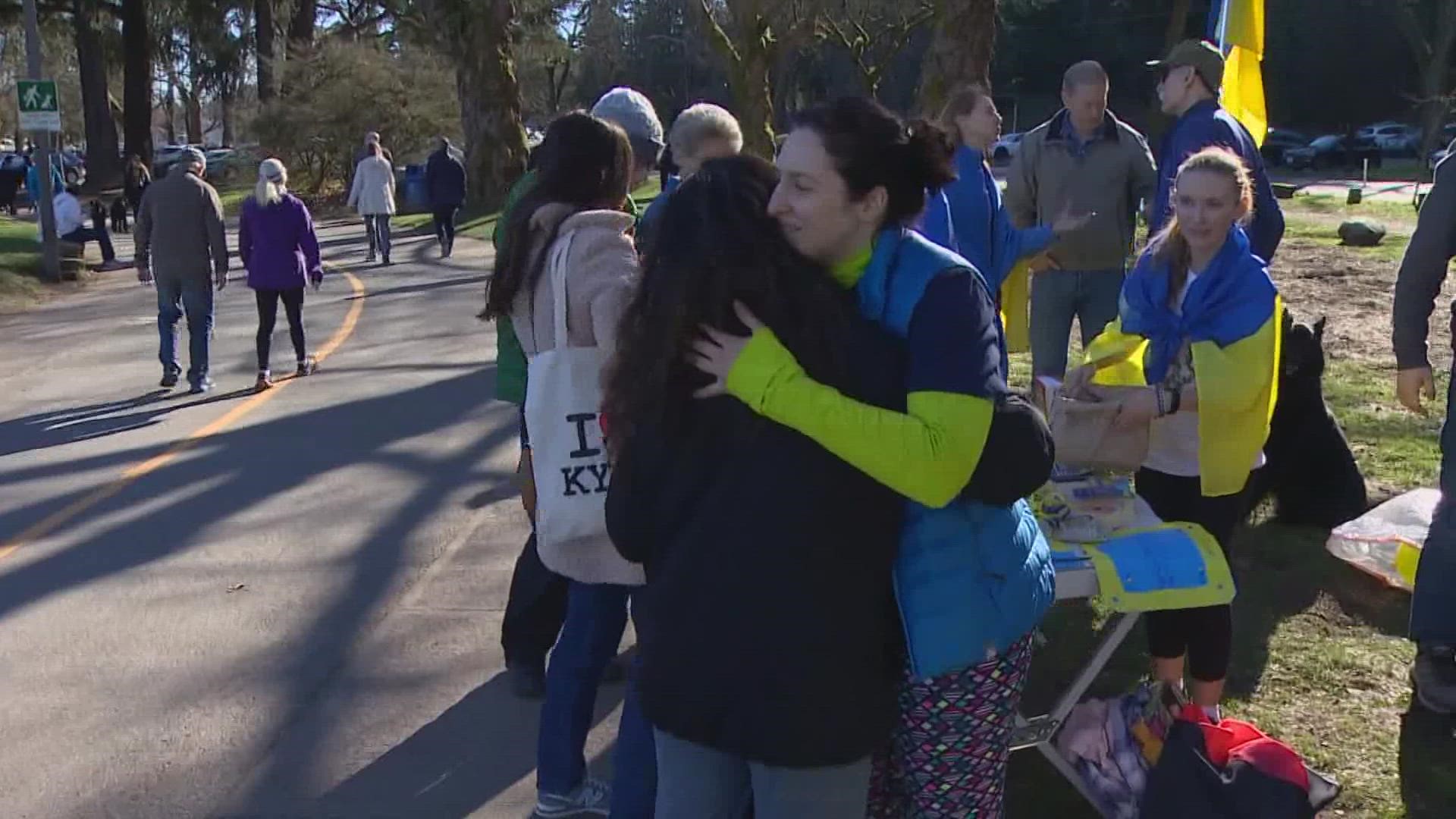 Ukrainians living in western Washington organized a run and informational event Saturday to spread awareness about what's going on at the Ukraine-Russia border.