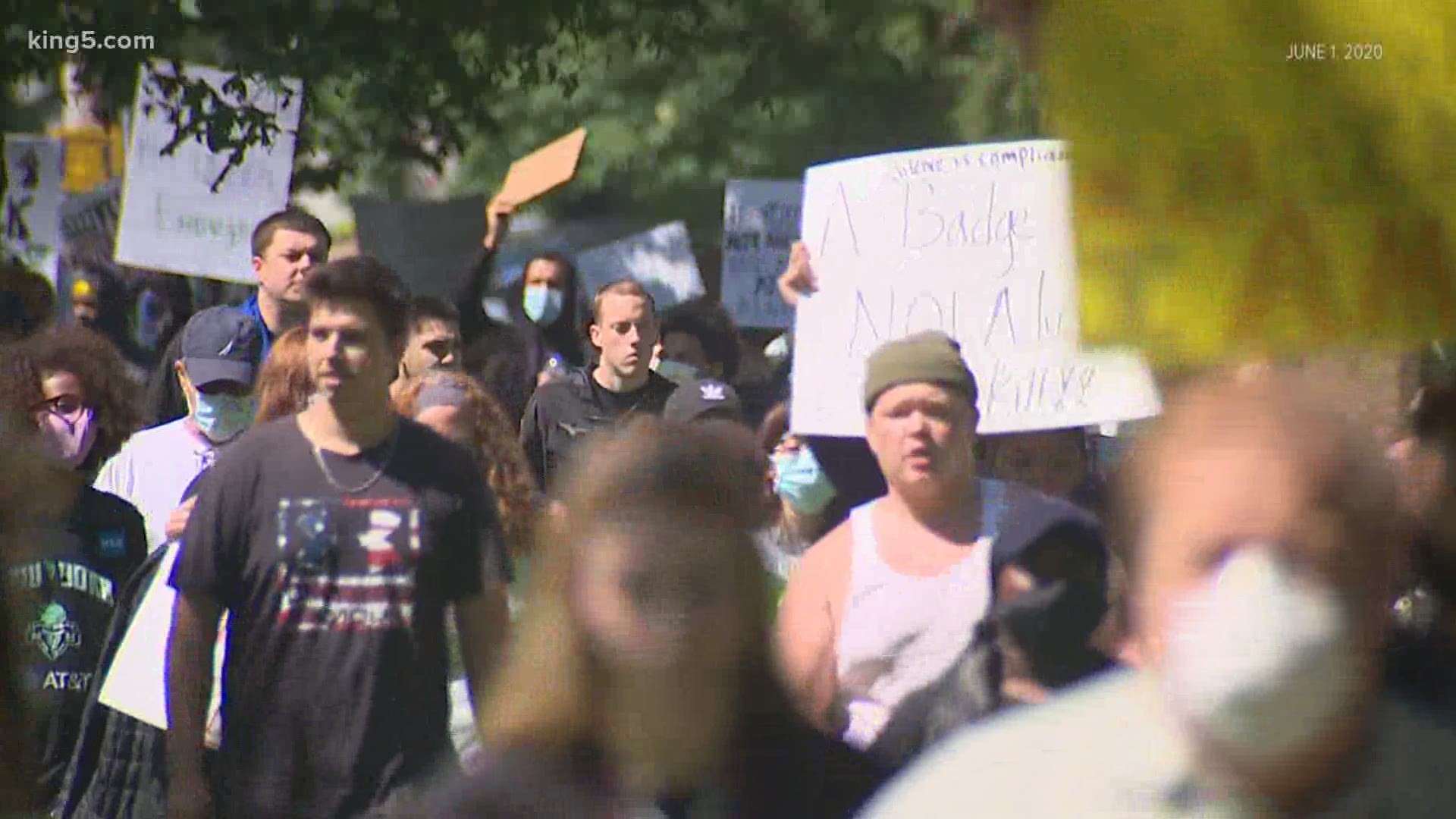 Hundreds of people were peacefully protesting in Tacoma when a small group of people vandalized small businesses.