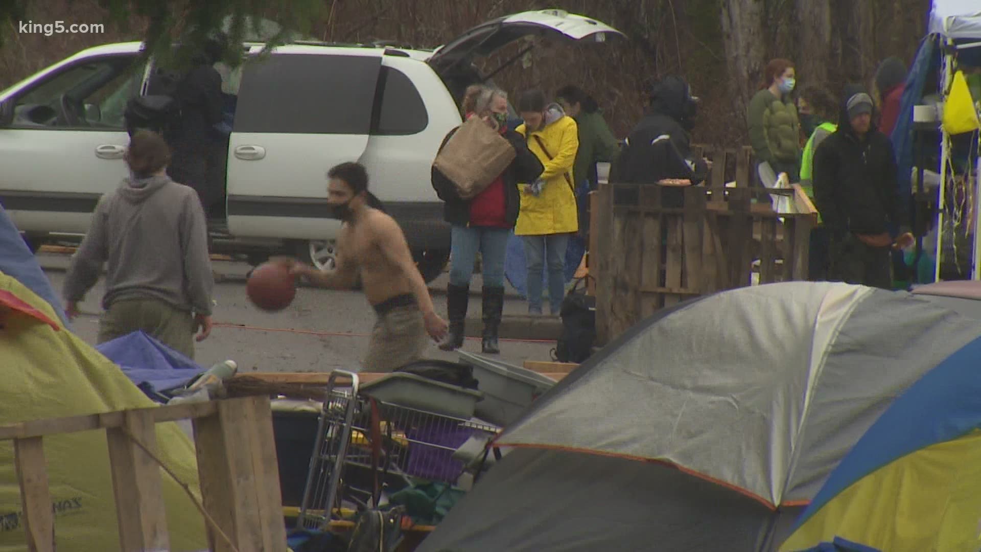 The city did not enforce a Friday deadline for the illegal camp to clear out.