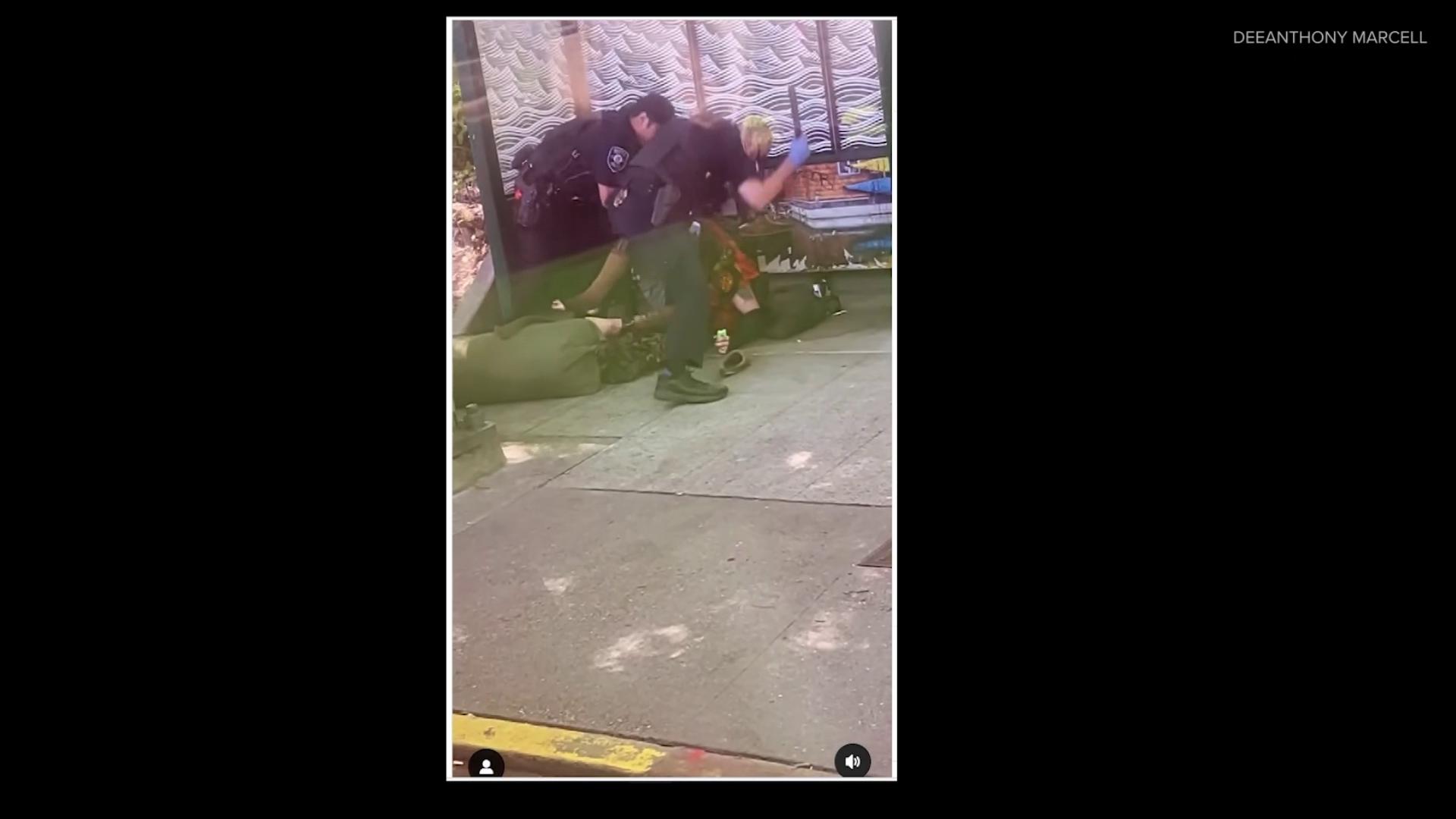 Video recorded by witness Deeanthony Marcell on May 31 in Seattle. KING 5 has blurred the man's face.