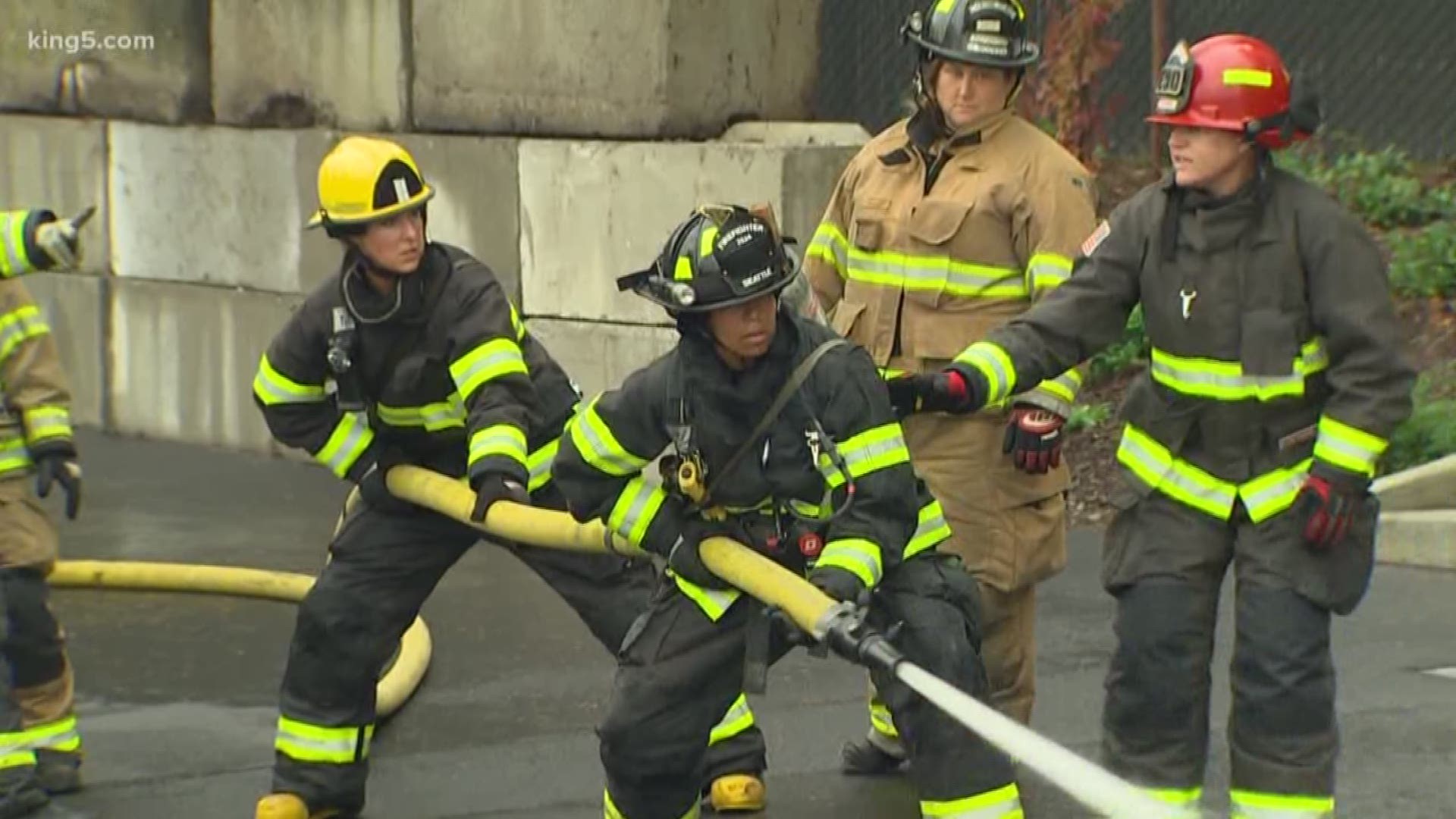 Female firefighters gathered Sunday to network and train with other women. KING 5's Amy Moreno reports.