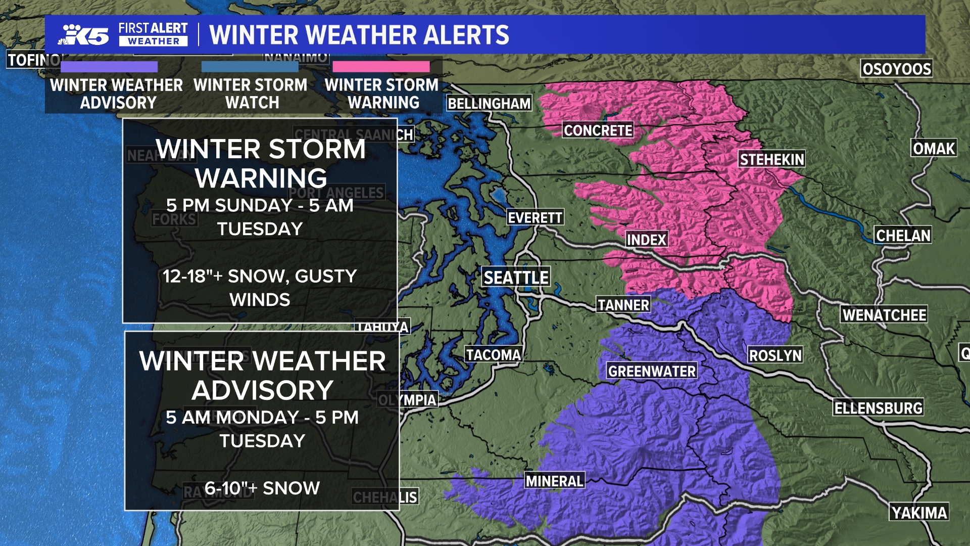 Winter Storm Warning in effect for Cascades from northern King County ...