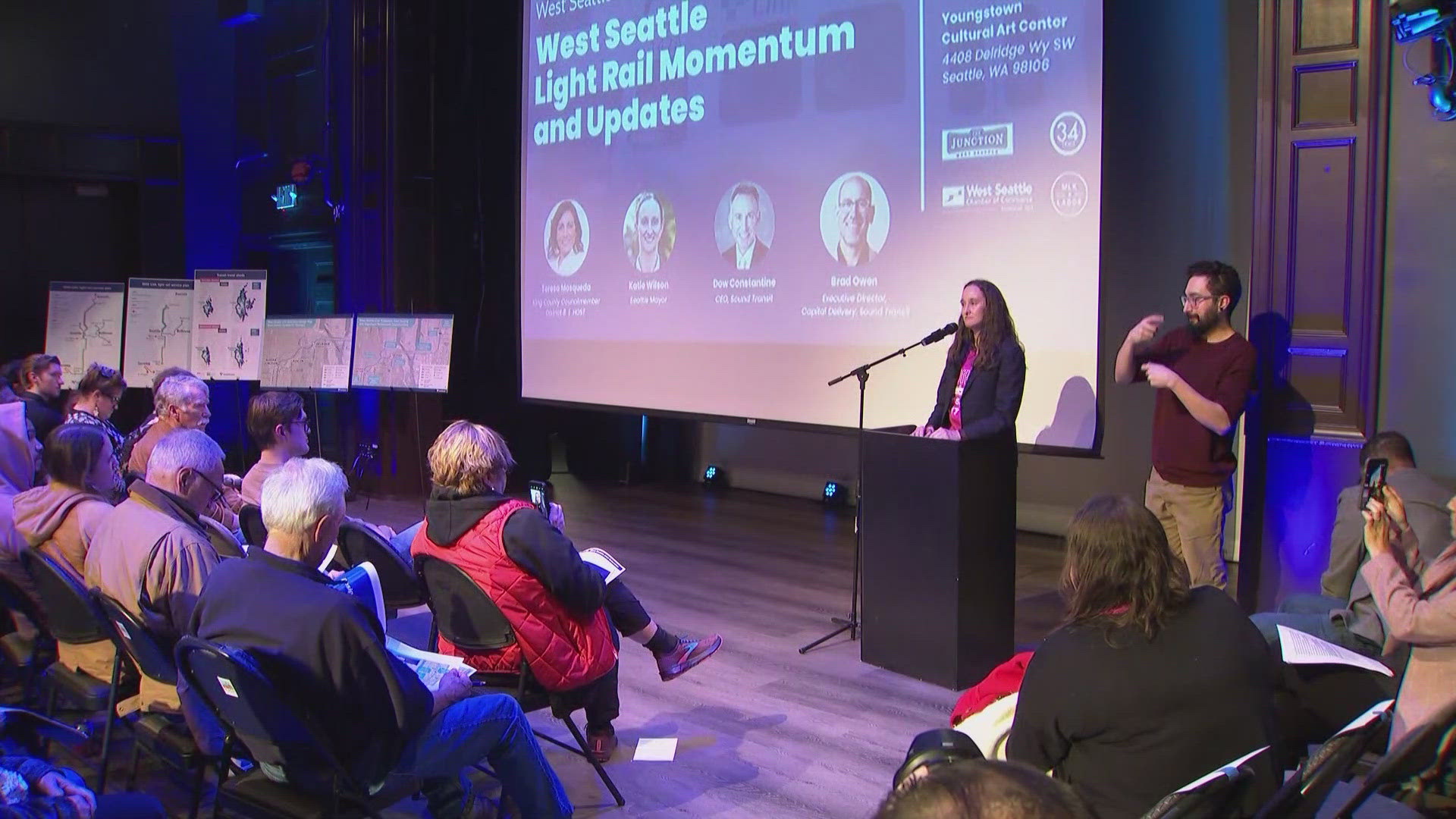 Mayor Cathie Wilson addressed West Seattle residents Wednesday evening with the latest on the long-awaited light-rail extension.