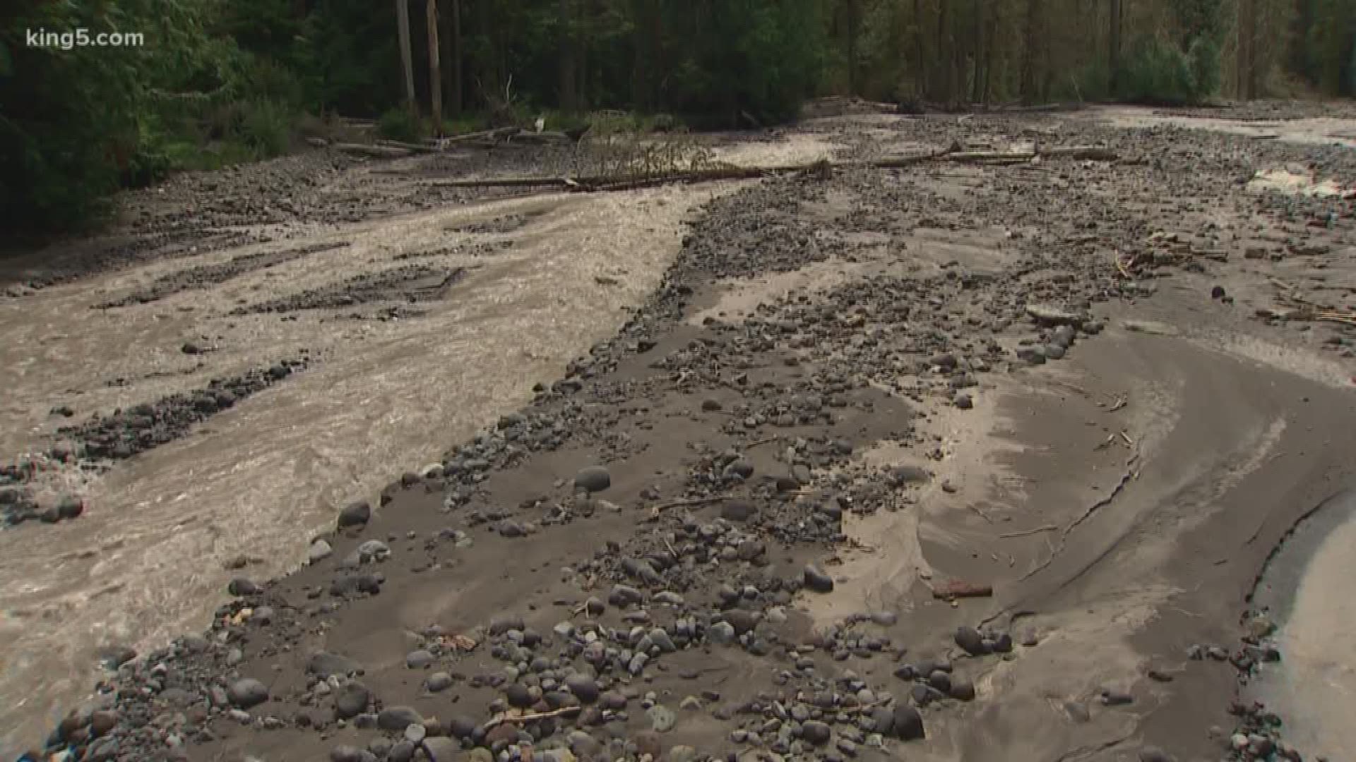 A debris flow deposited several feet of sediment in Mount Rainier National Park on Monday. There was some damage to Westside Road and Tahoma Creek Trail.