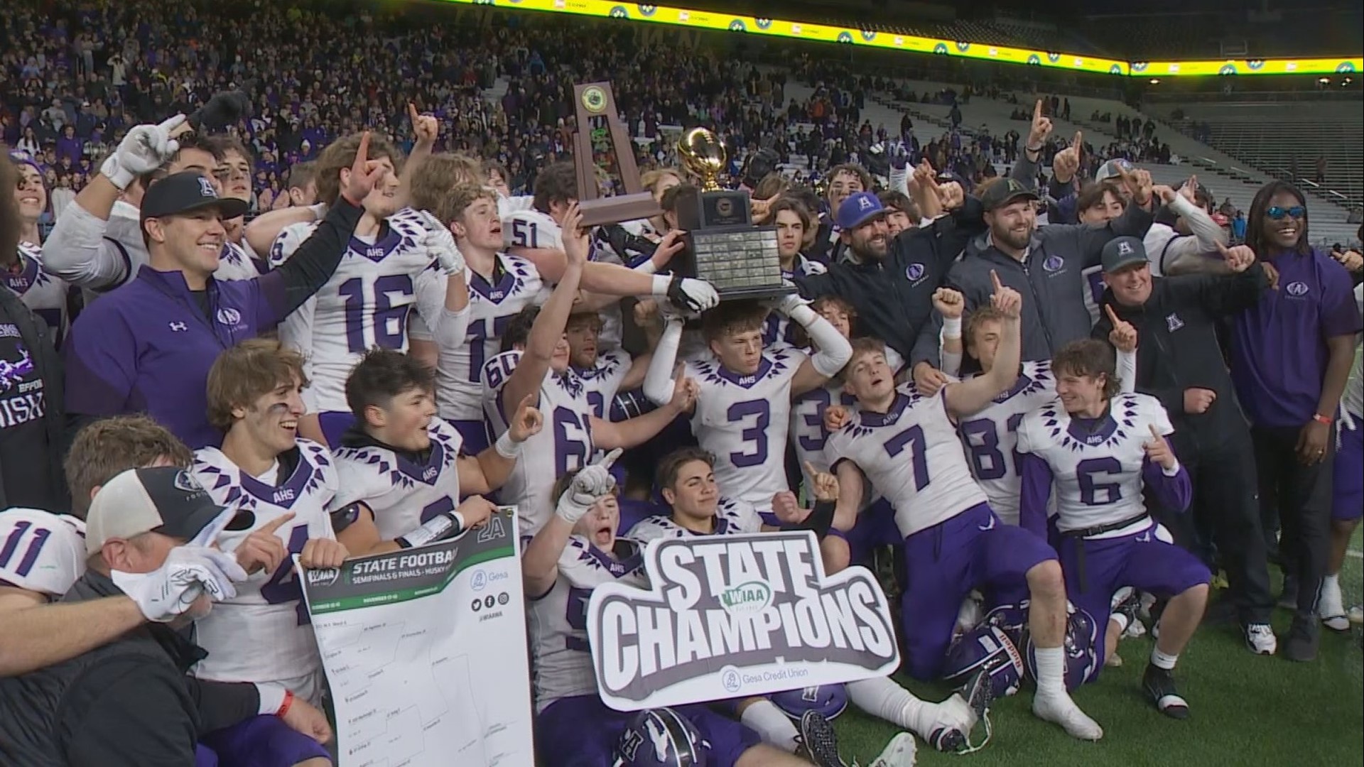 Anacortes defeated Tumwater for the 2A State High School Football Title, 60-30.  It's the first football state title in Anacortes high school's history.