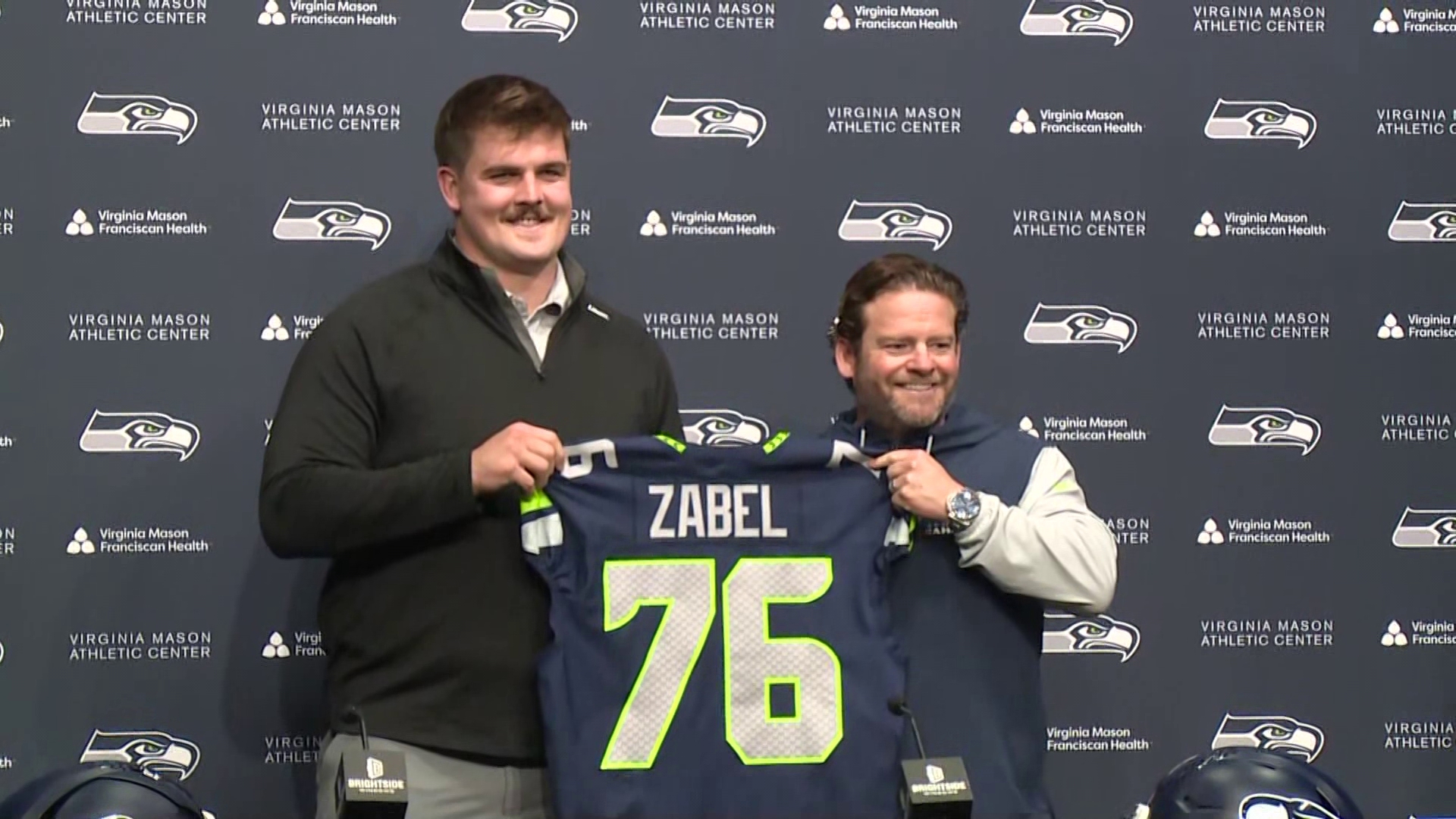 Zabel, who played left tackle, right tackle, left guard and right guard in college, said he's processing what it means to be the No. 18 pick in the draft.