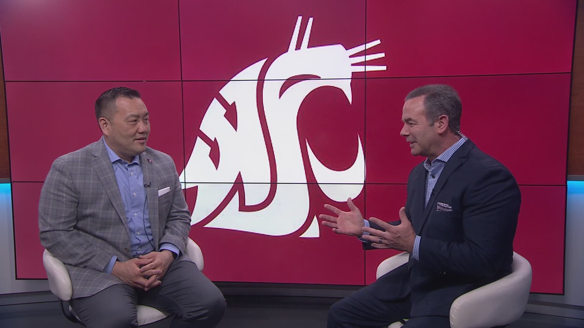 WSU Cougars Director of Athletics Pat Chun stopped by the KING 5 studios to talk about the latest in Pullman.  Chun gave his take on football coach Mike Leach, the future of men's basketball coach Ernie Kent, the shortfalls of the Pac-12 Network, and more.