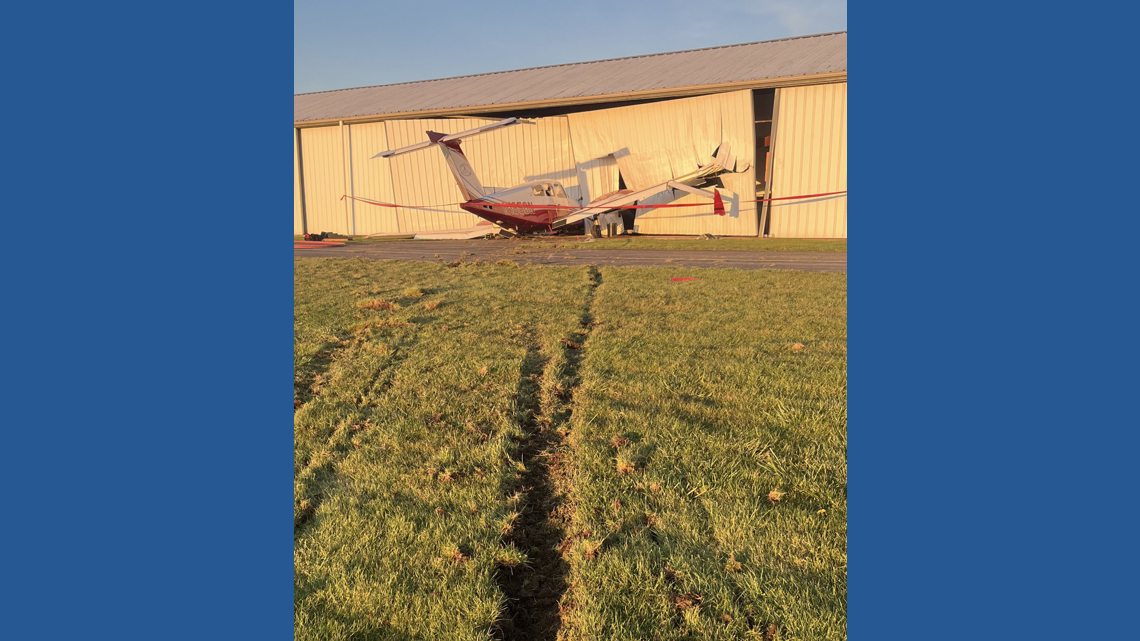 Small plane crashes into hangar at Harvey Airfield