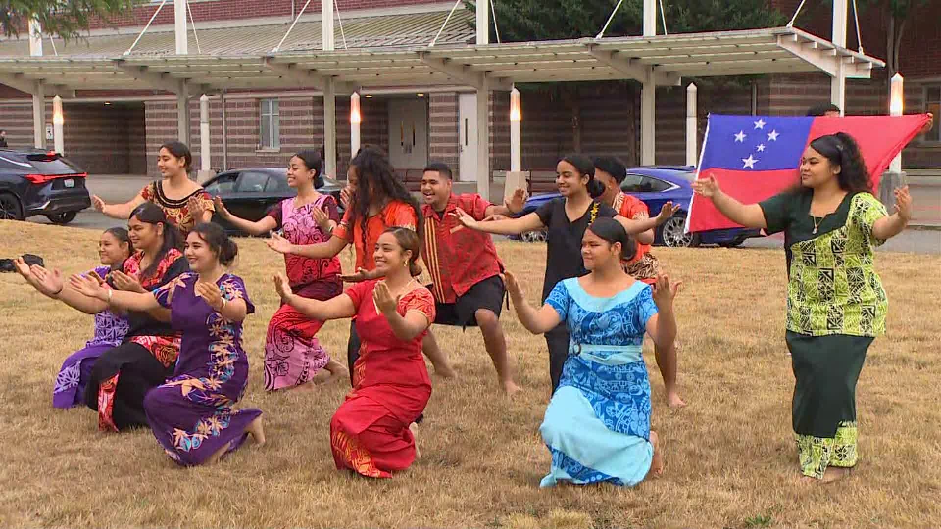Tautua Pasifika Club greets students at Mount Tahoma High School as they return from summer break king5