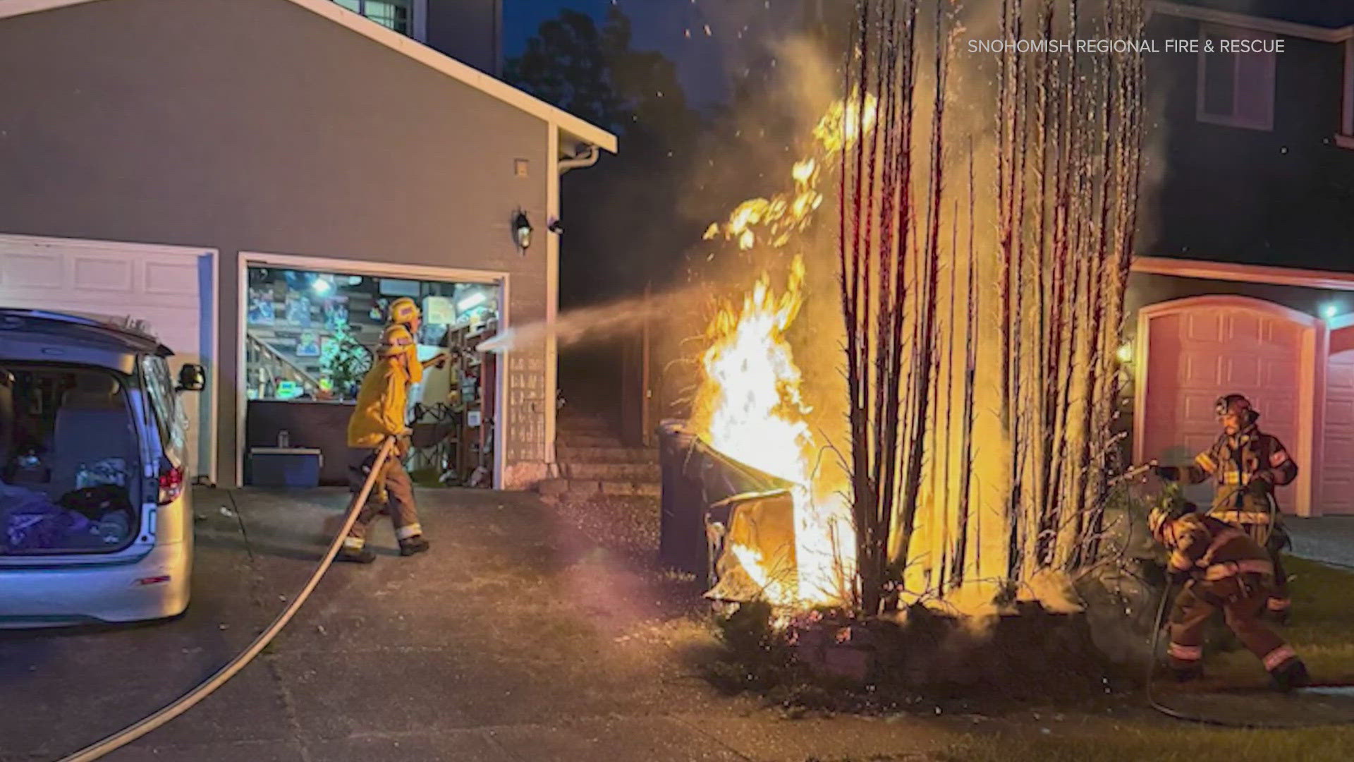 Firefighters were able to extinguish the flames before any homes were damaged.