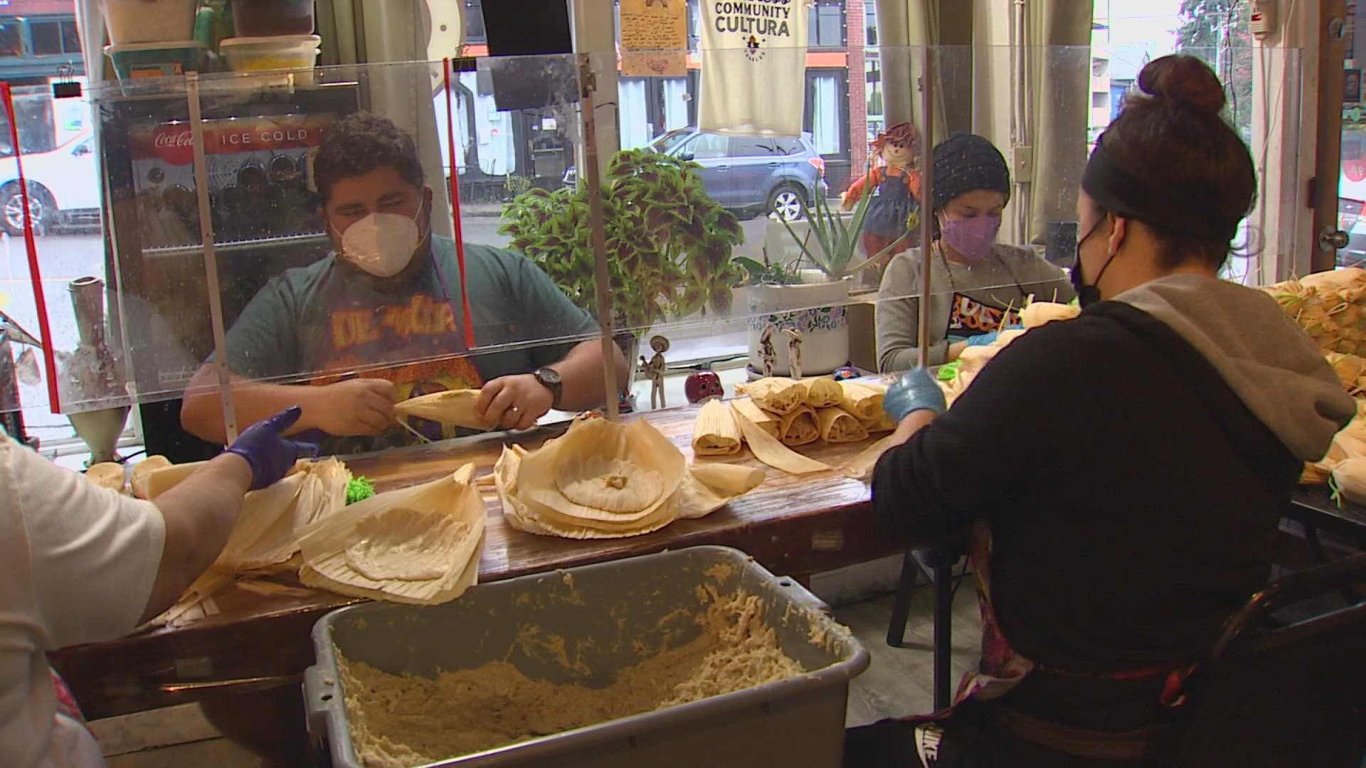 Osbaldo Hernandez and his husband started serving tamales as a side-gig in 2015. Now they own a restaurant in Seattle’s Greenlake neighborhood.