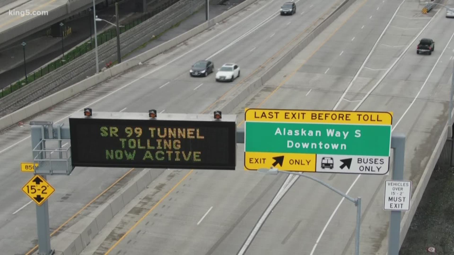 Officials warned as many as a half of drivers might try to avoid the toll in the 99 tunnel, clogging up traffic in other places.