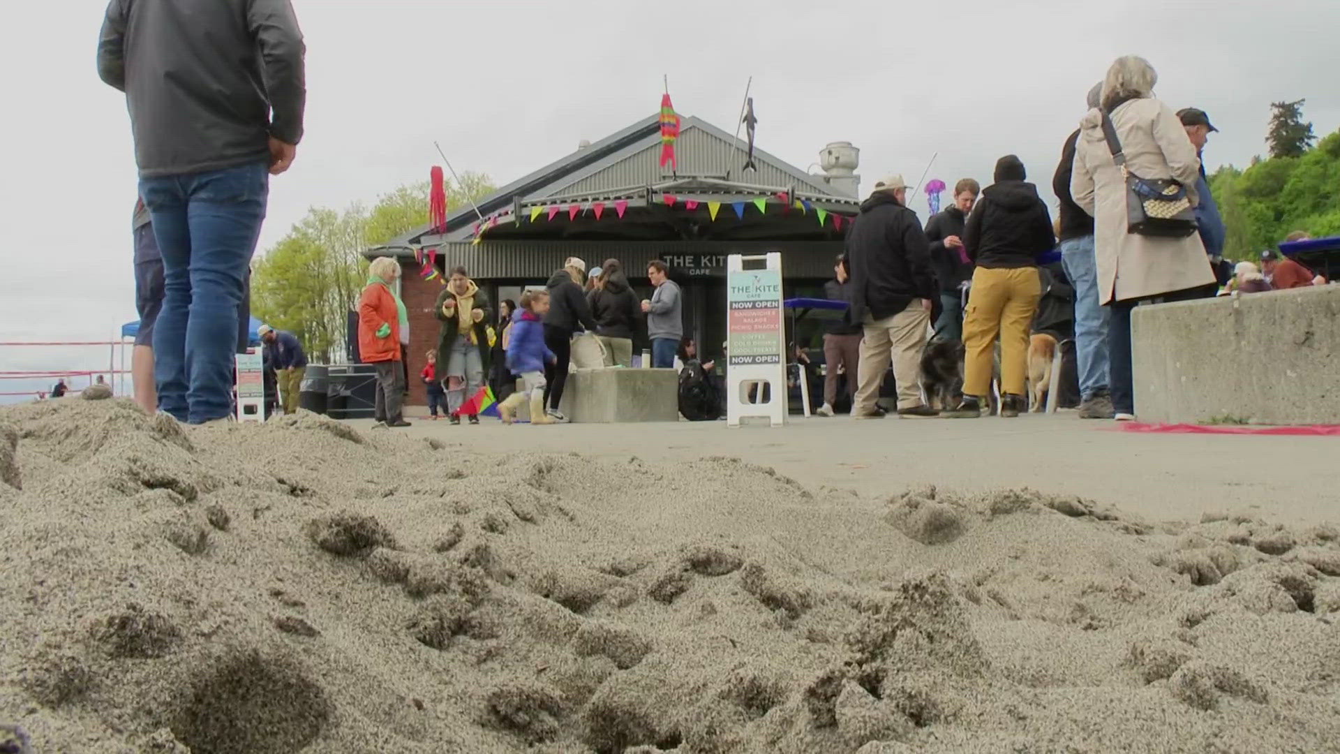 Despite some gloomy weather on May 18, Seattle's Golden Gardens was packed with people.