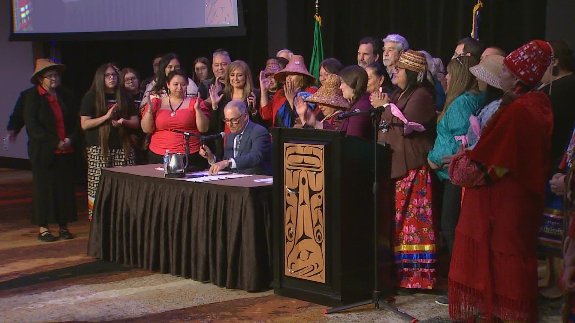 Inslee also signed several other bills related to services and protections for Indigenous people.
