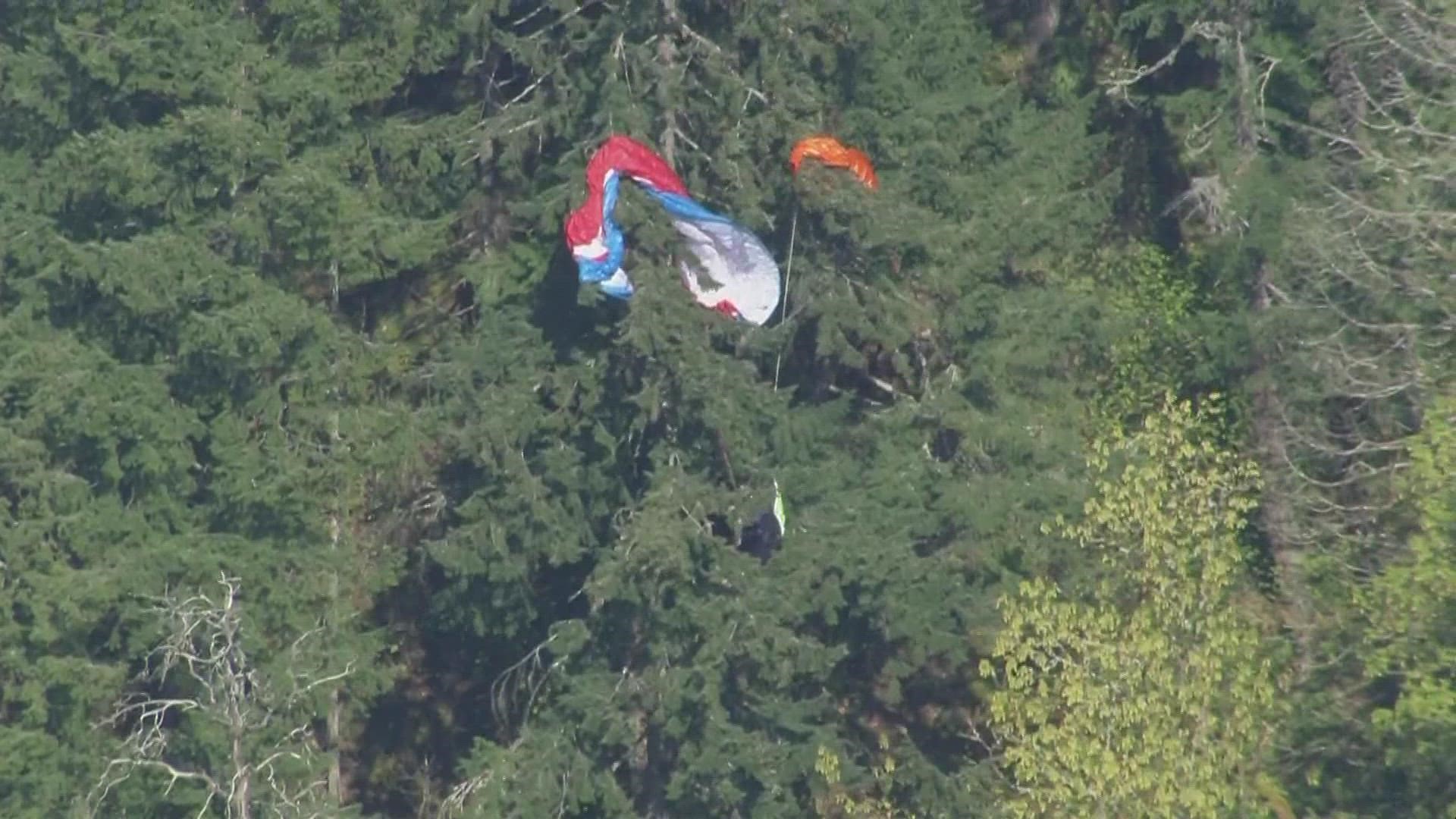 The paraglider was about 30 feet up, according to Eastside Fire & Rescue.