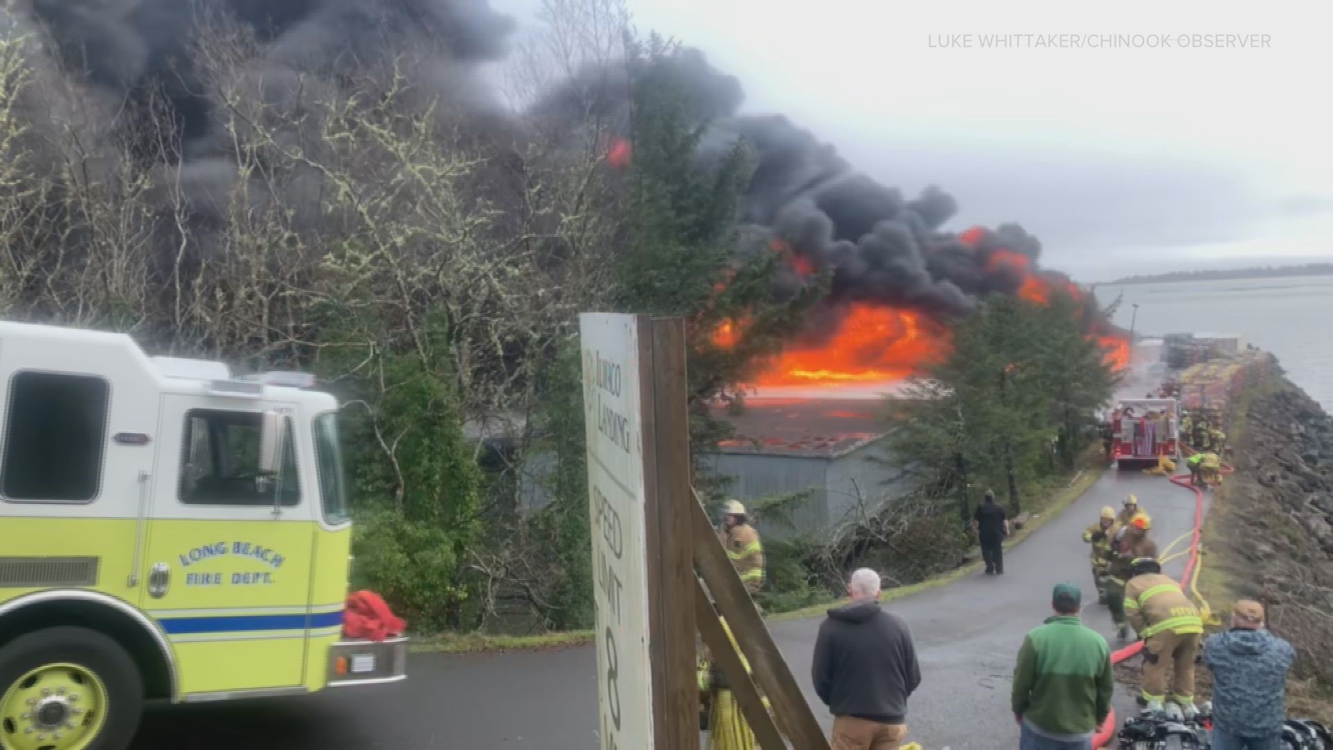 A fire burned through Ilwaco Landing on Jan. 22, 2024.