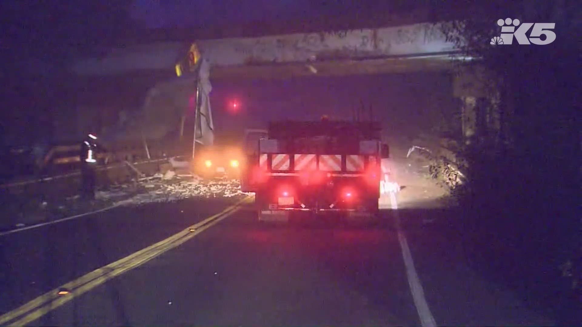 Amtrak and freight traffic will be on hold near Lacey until crews can inspect a trestle that a semi-truck crashed into Tuesday morning.