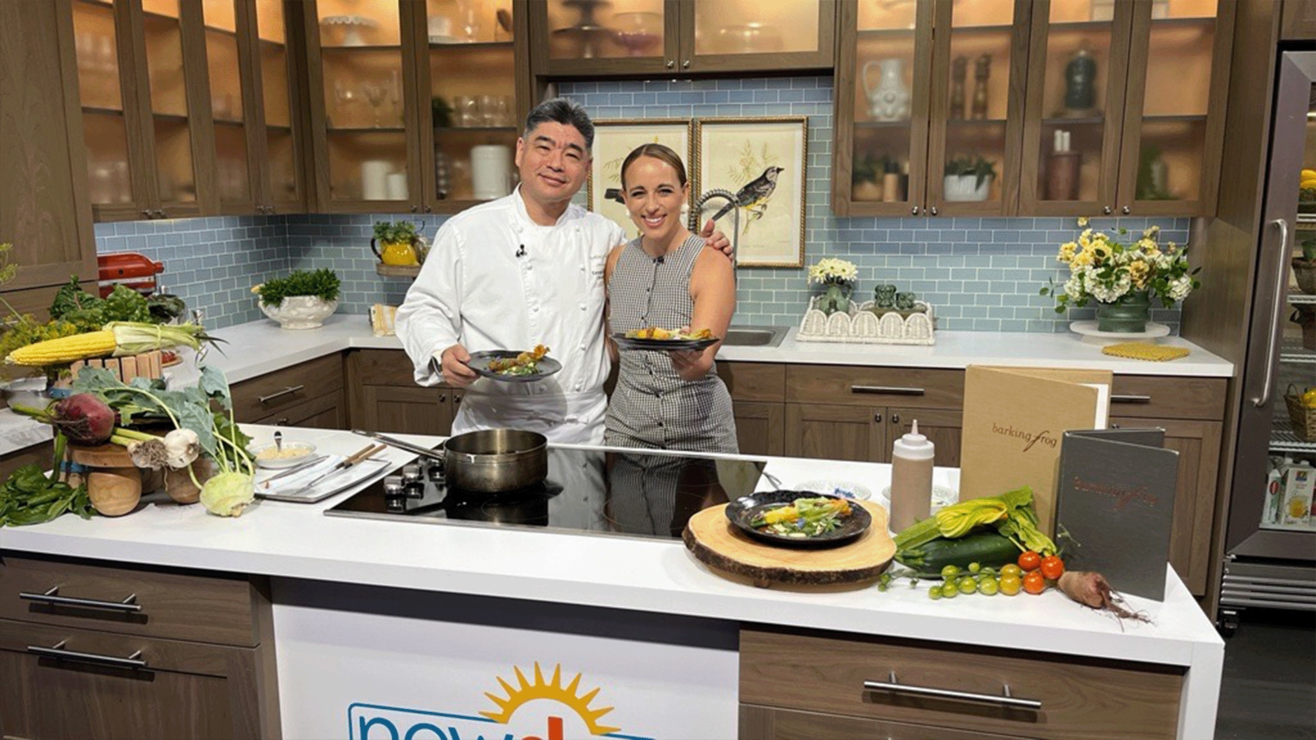 Lyle Kaku from the Woodinville hotel's Barking Frog restaurant shows how they make a stuffed squash blossom. #newdaynw