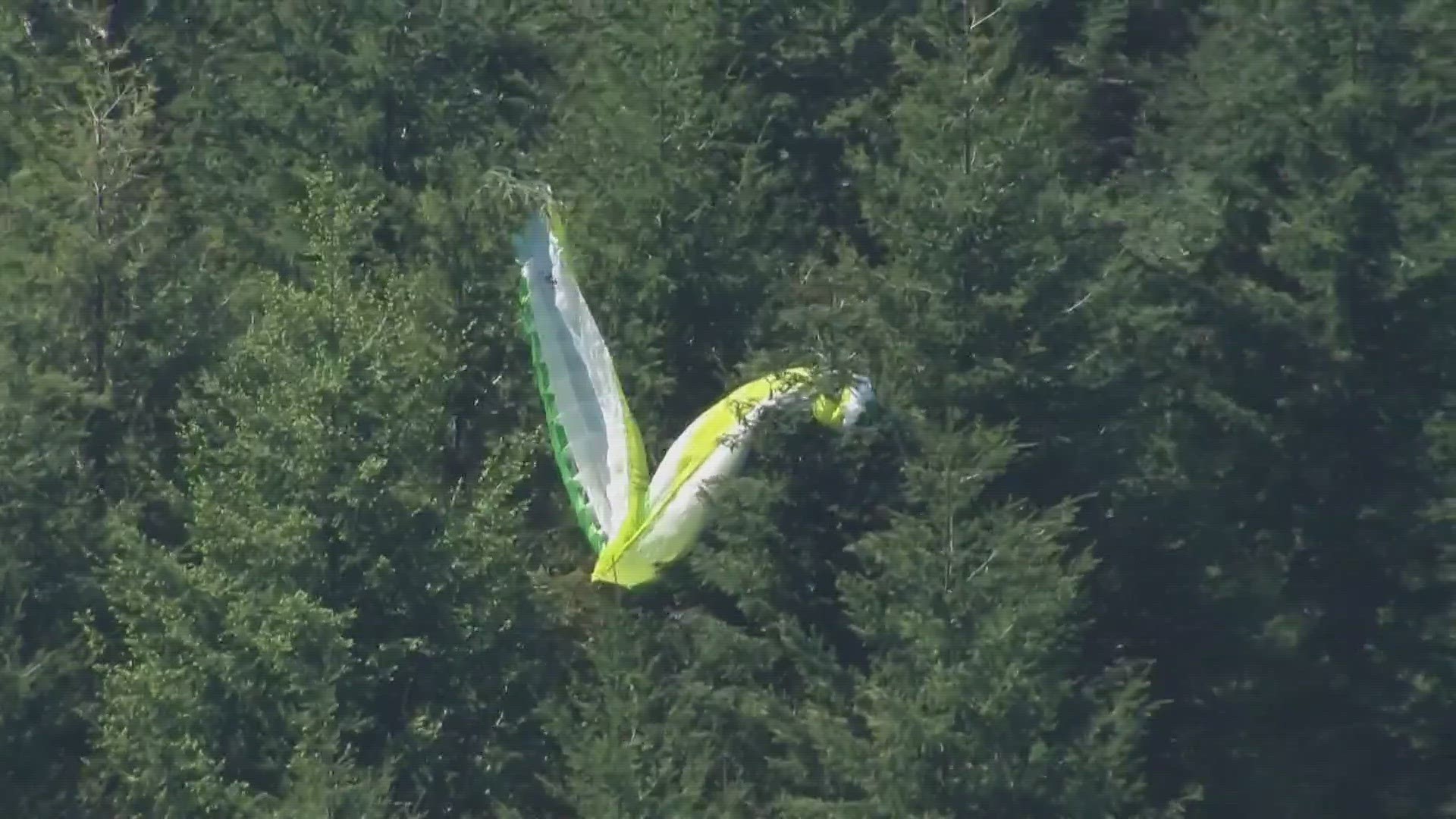 The paraglider was stuck for about an hour and a half and only had minor injuries.