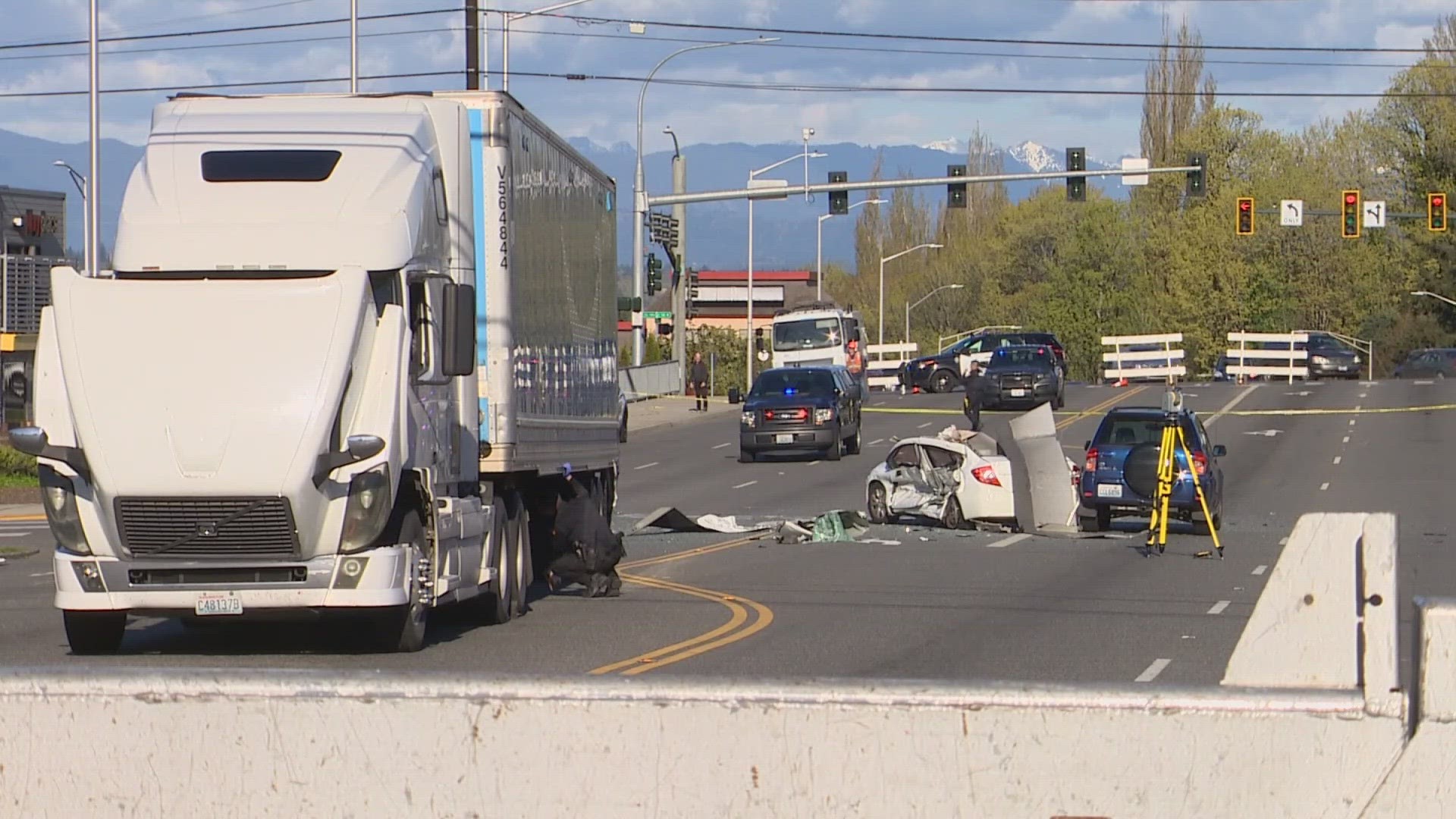 Four vehicles were involved in the crash and only one person was injured, officials say.