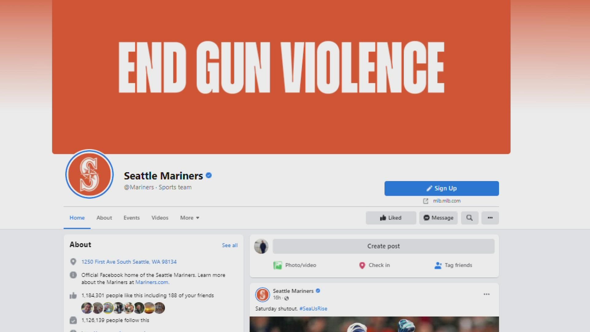 "End Gun Violence" can be seen on all of the Mariners' social media pages.