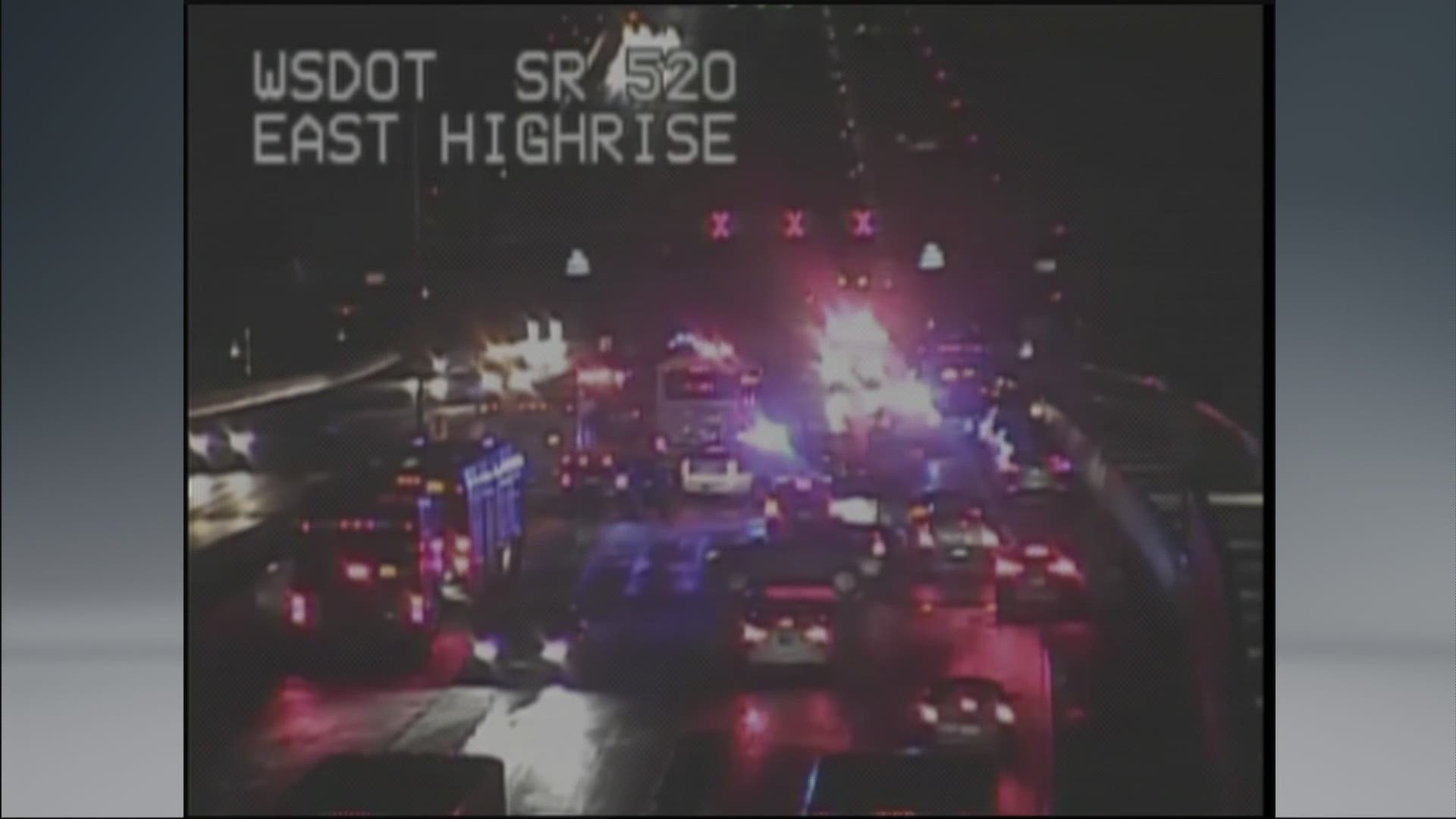 The Washington State Patrol says about 30 cars crashed in icy conditions on westbound 520 during rush hour Monday.