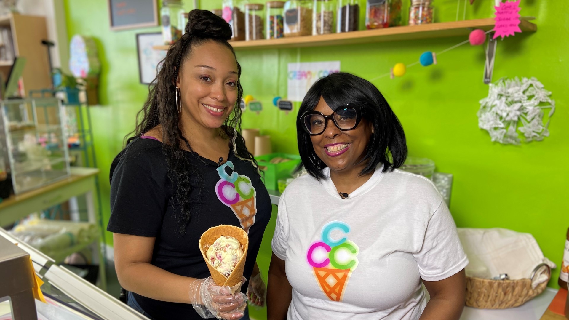 The family-owned ice cream shop in Rainier Beach features handmade waffle cones and an array of toppings. #k5evening