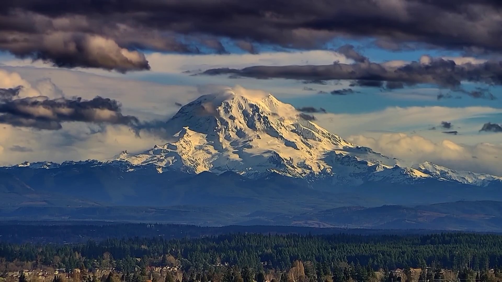 Take a few minutes and watch the clouds drift over Mount Rainier, seen from KING 5's Tacoma tower cam.