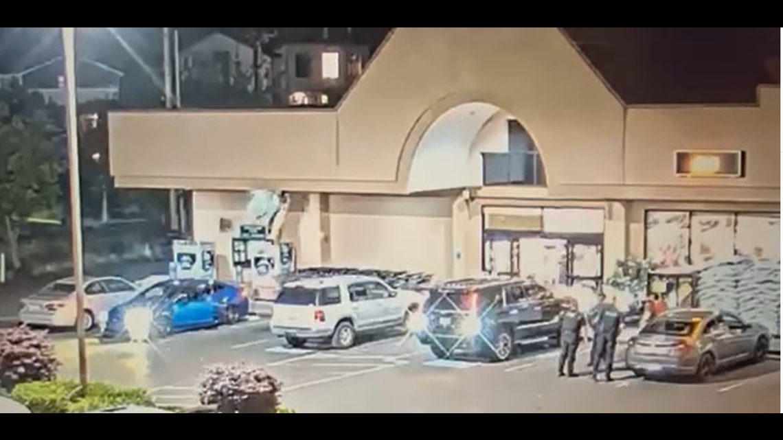 Watch suspect trigger sprinklers and fall from crawl space at Normandy