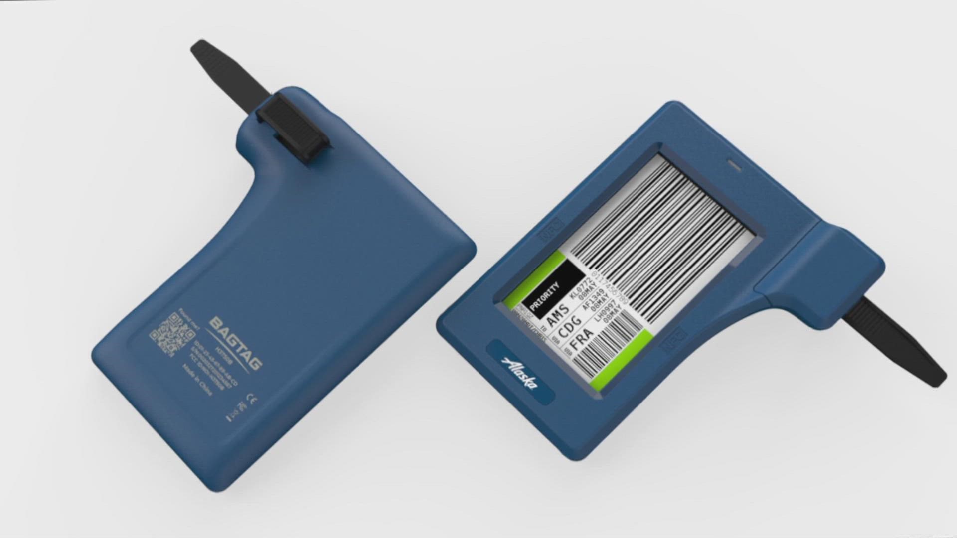 Alaska Airlines said it is the first airline in the U.S. to roll out electronic luggage tags, replacing paper tags.