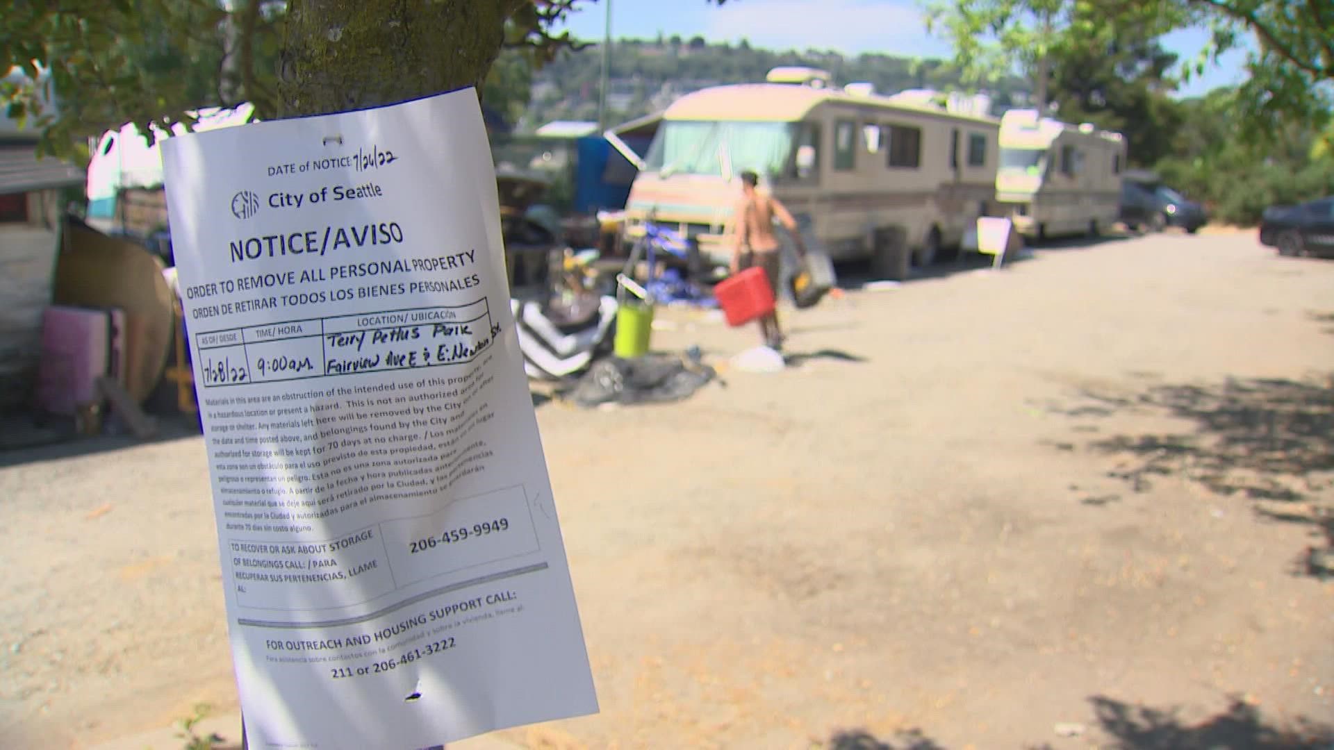 Homeless camp clear-outs are happening right now in Seattle, in the middle of this heat wave, with more to come tomorrow.