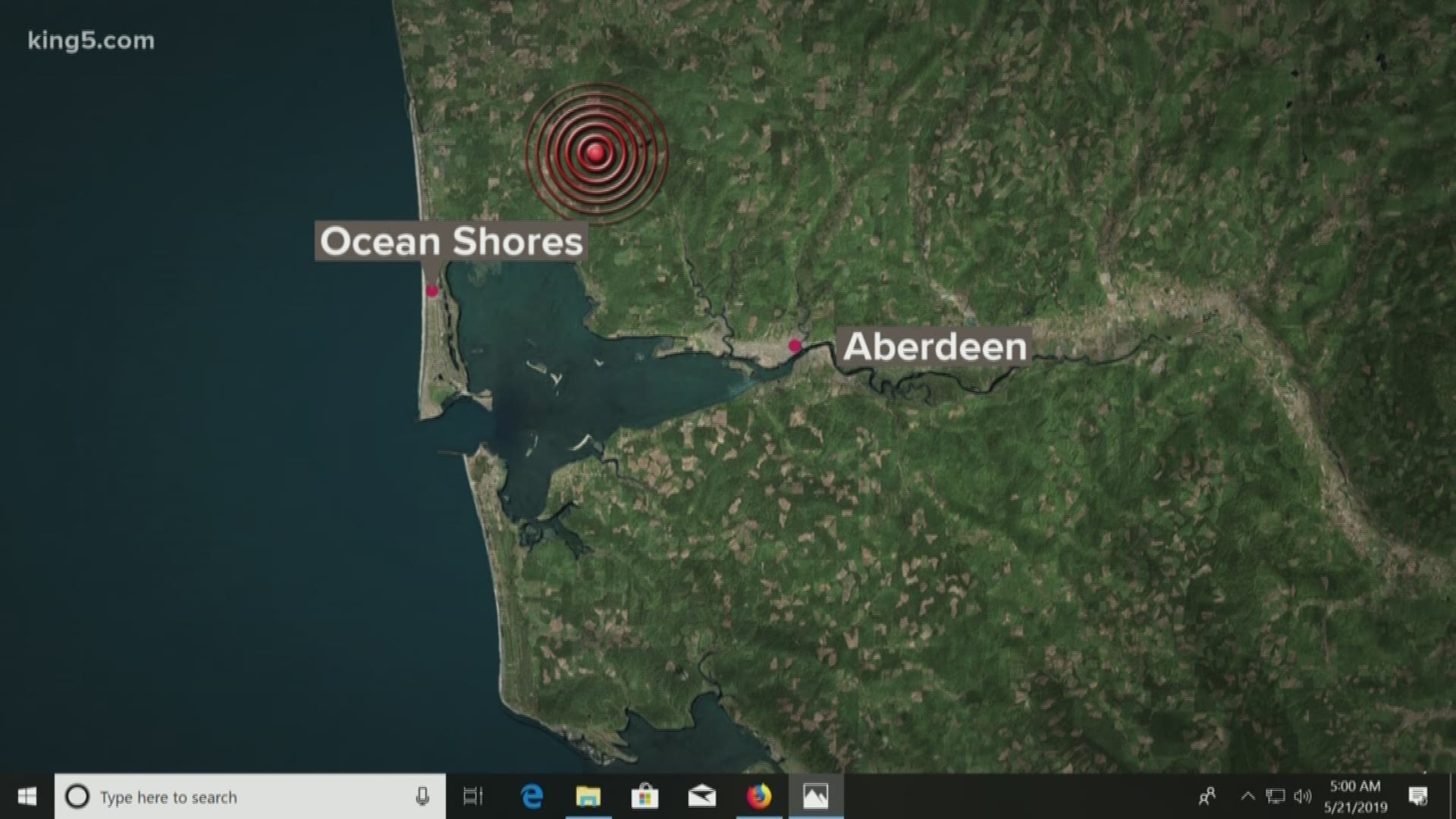 A 3.4 magnitude earthquake struck about 21 miles beneath the surface near Ocean Shores, WA.