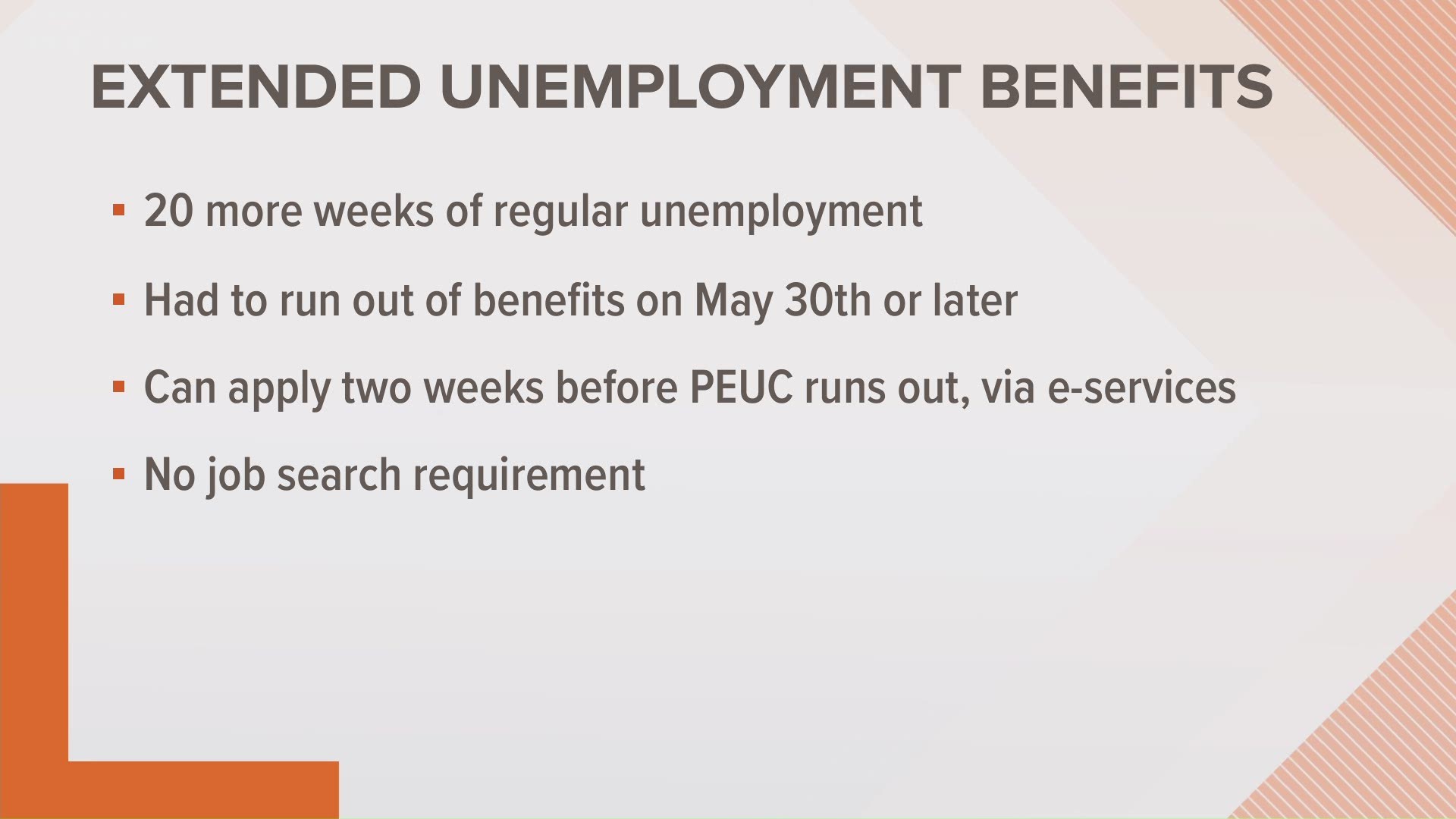 Under the extended benefits program, there is an extra 20 weeks of regular unemployment available in Washington state.