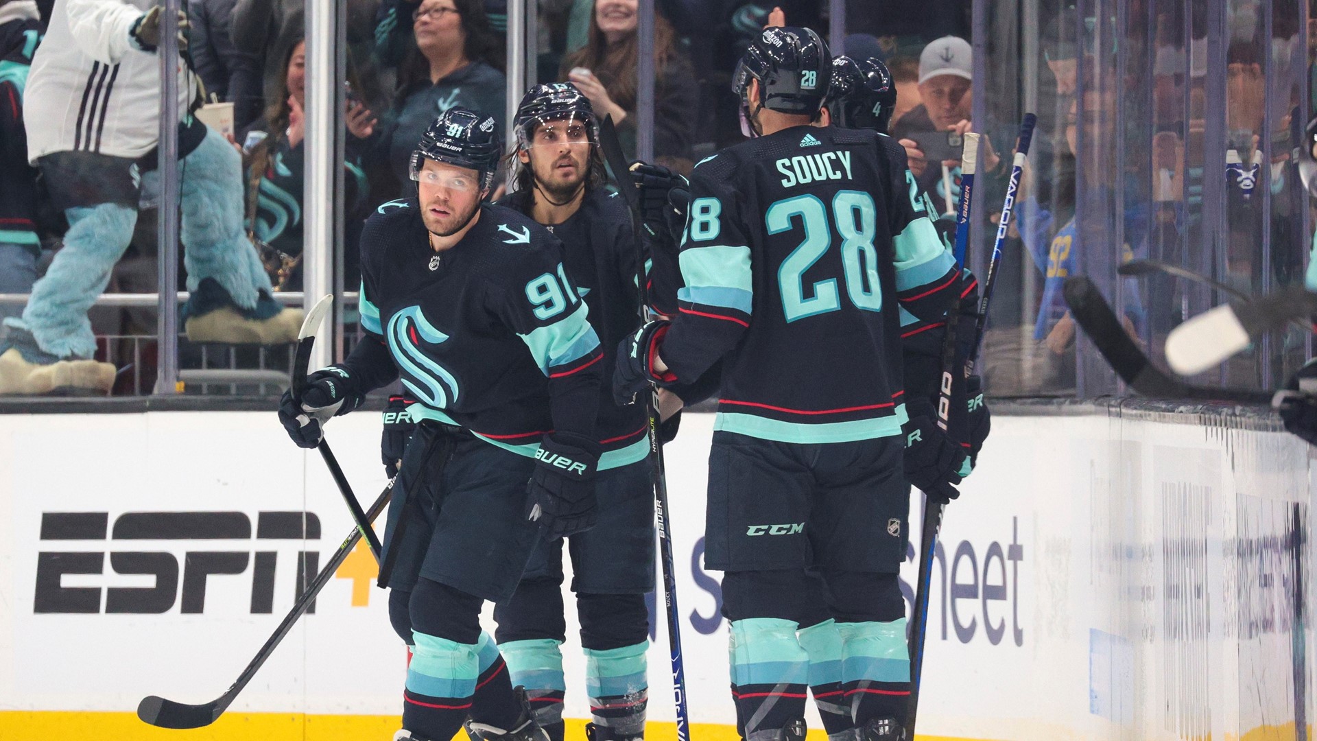 McCann scores 31st, Kraken win fifth straight 5-2 over Ducks | king5.com