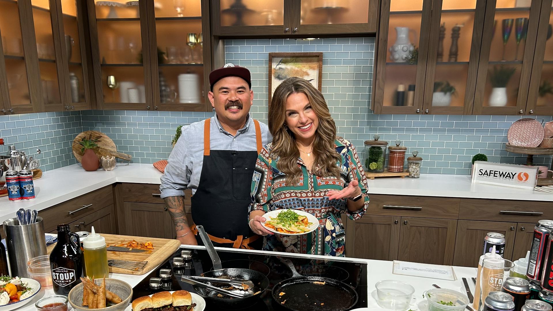 Chef Russel Ocsan shows off some of Stoup Brewing's delicious food and their beers that pair perfectly. #newdaynw