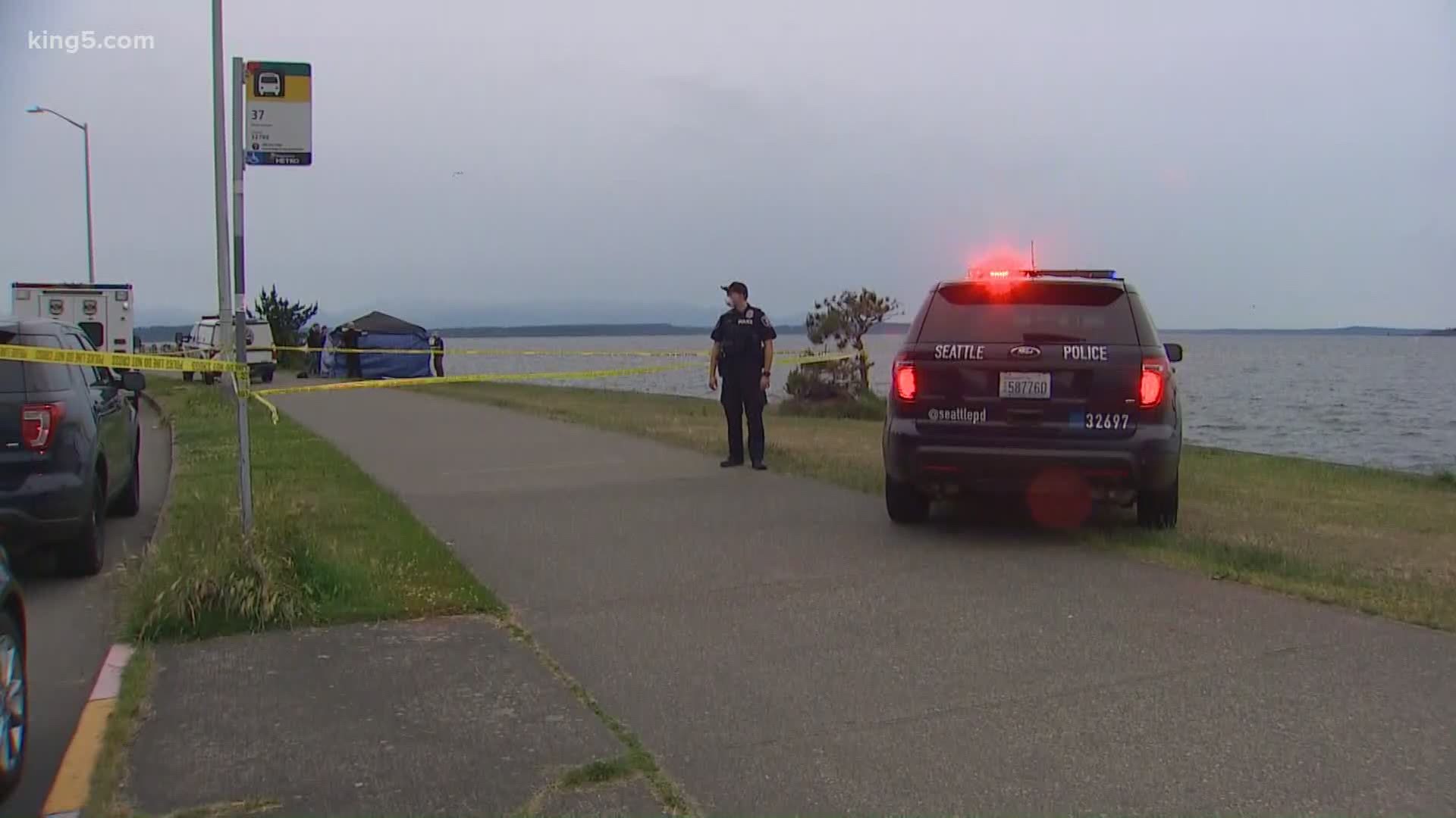 Seattle police responded after getting a call about a suspicious bag on the beach near the water in the area of Luna Park in West Seattle.