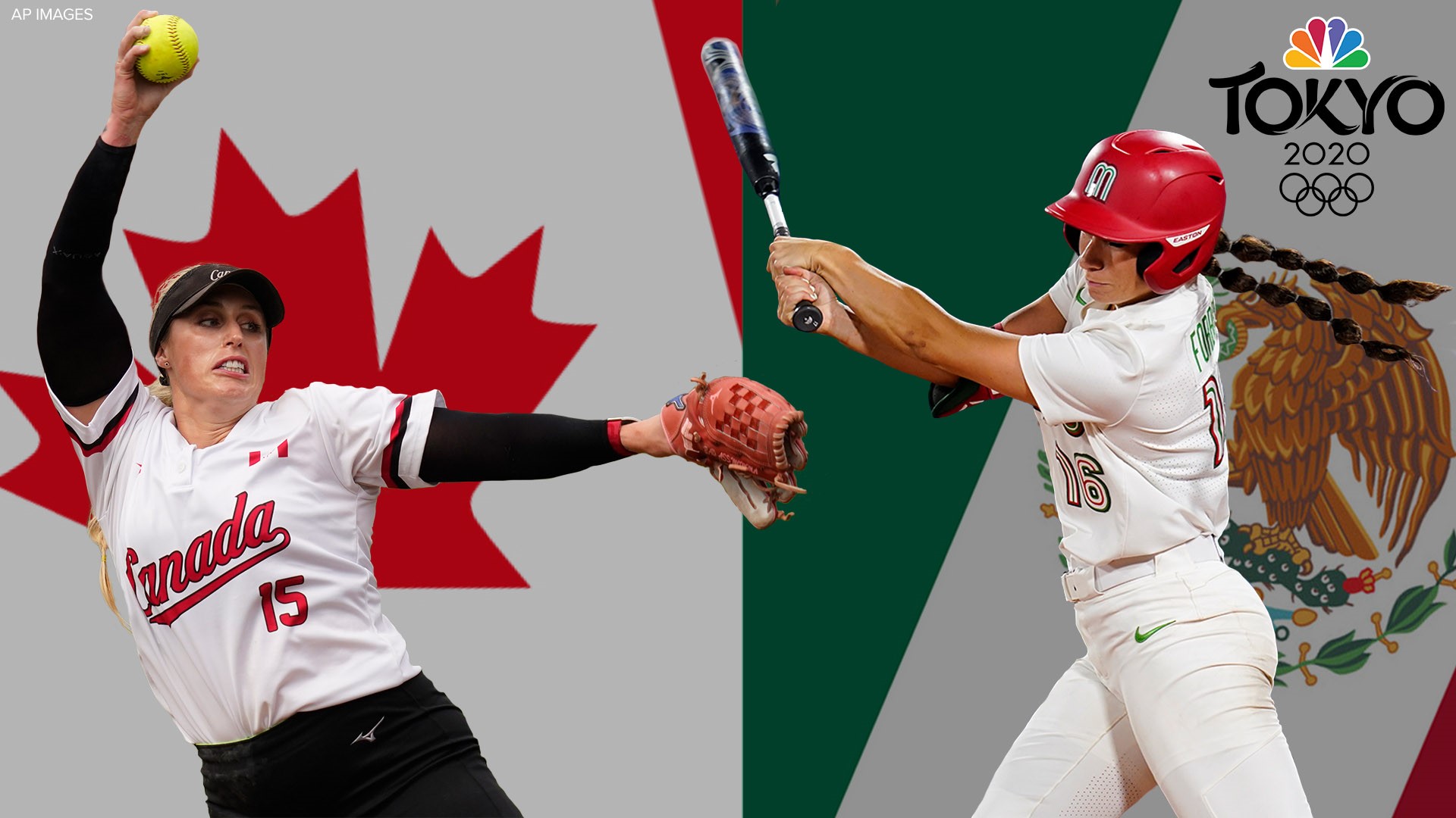 Danielle Lawrie, who pitches for Canada, and Tatyana Forbes, who's a left fielder for Mexico, will play against each other Monday night.