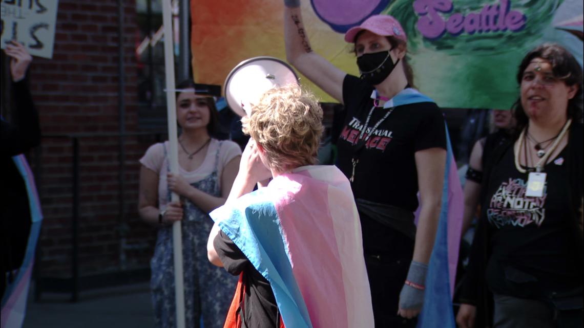Seattle LGBTQ advocates rally for a civil emergency declaration as more trans people relocate to city for safety