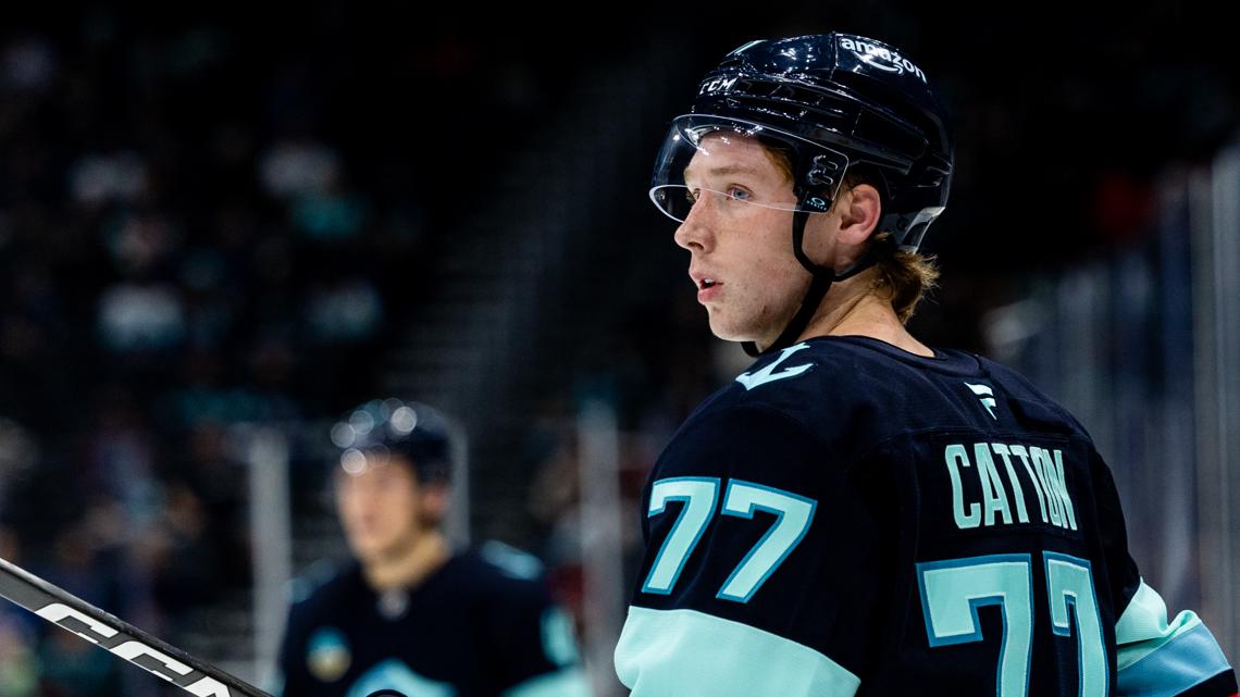Berkly Catton makes NHL debut with Seattle Kraken | king5.com