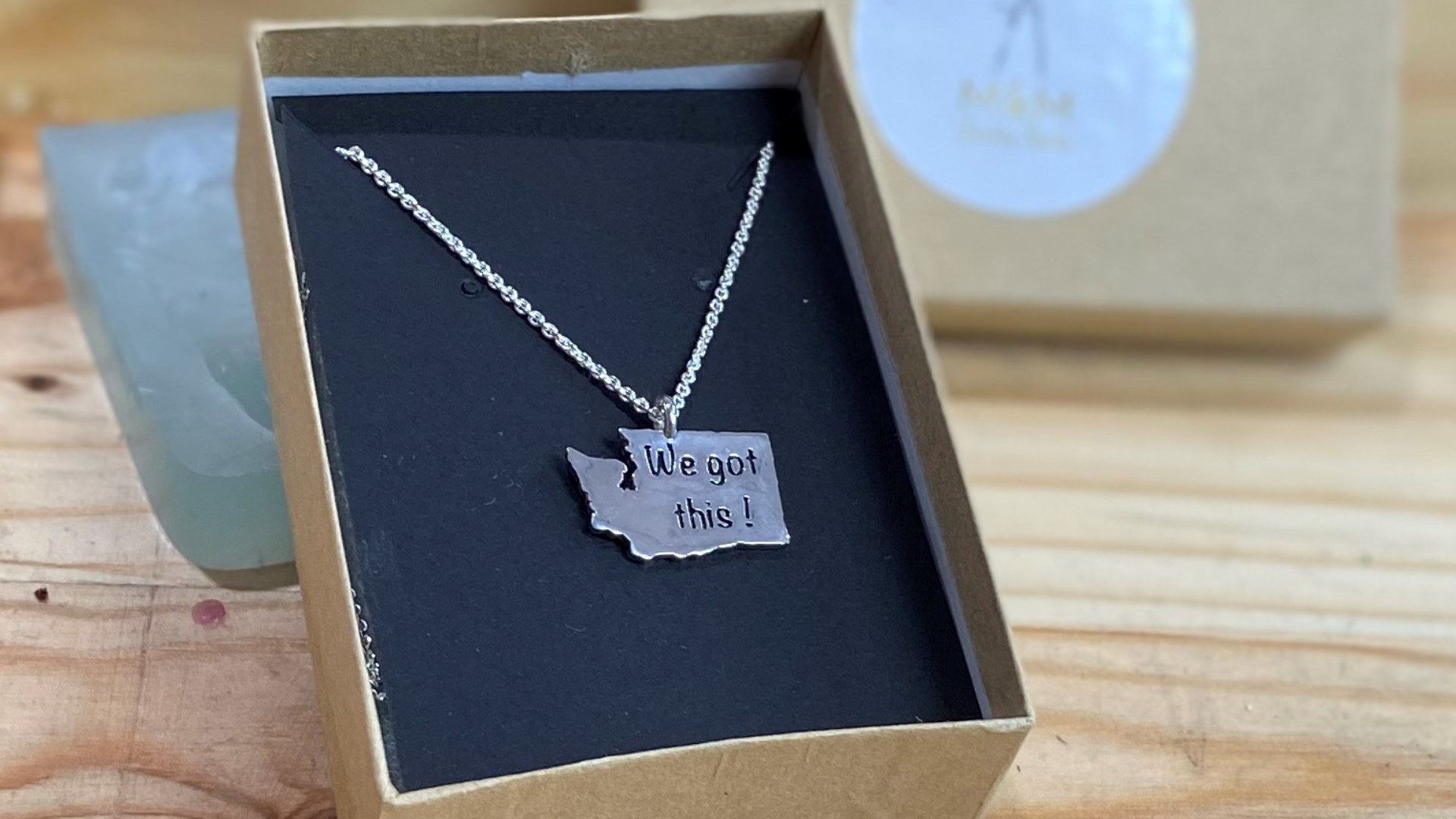 The sterling silver pendant is handmade in Seattle and 50% of each sale goes to the White Center Food Bank. #k5evening