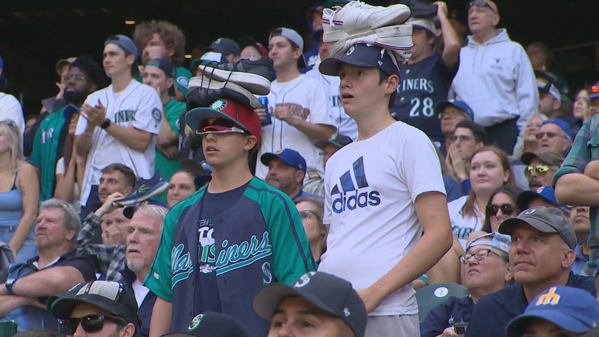 Seattle fans streamed into T-Mobile Park Saturday to watch the Mariners on the video board.