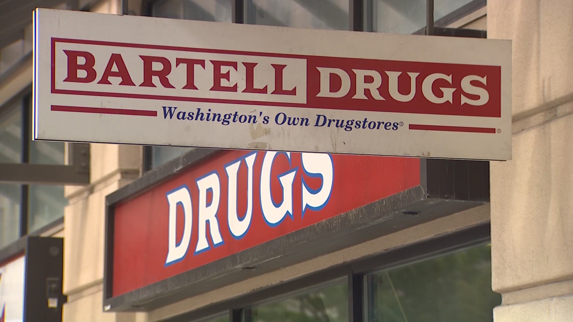 Exterior video of the Bartell Drugs location at 3rd Avenue and Union Street in downtown Seattle.