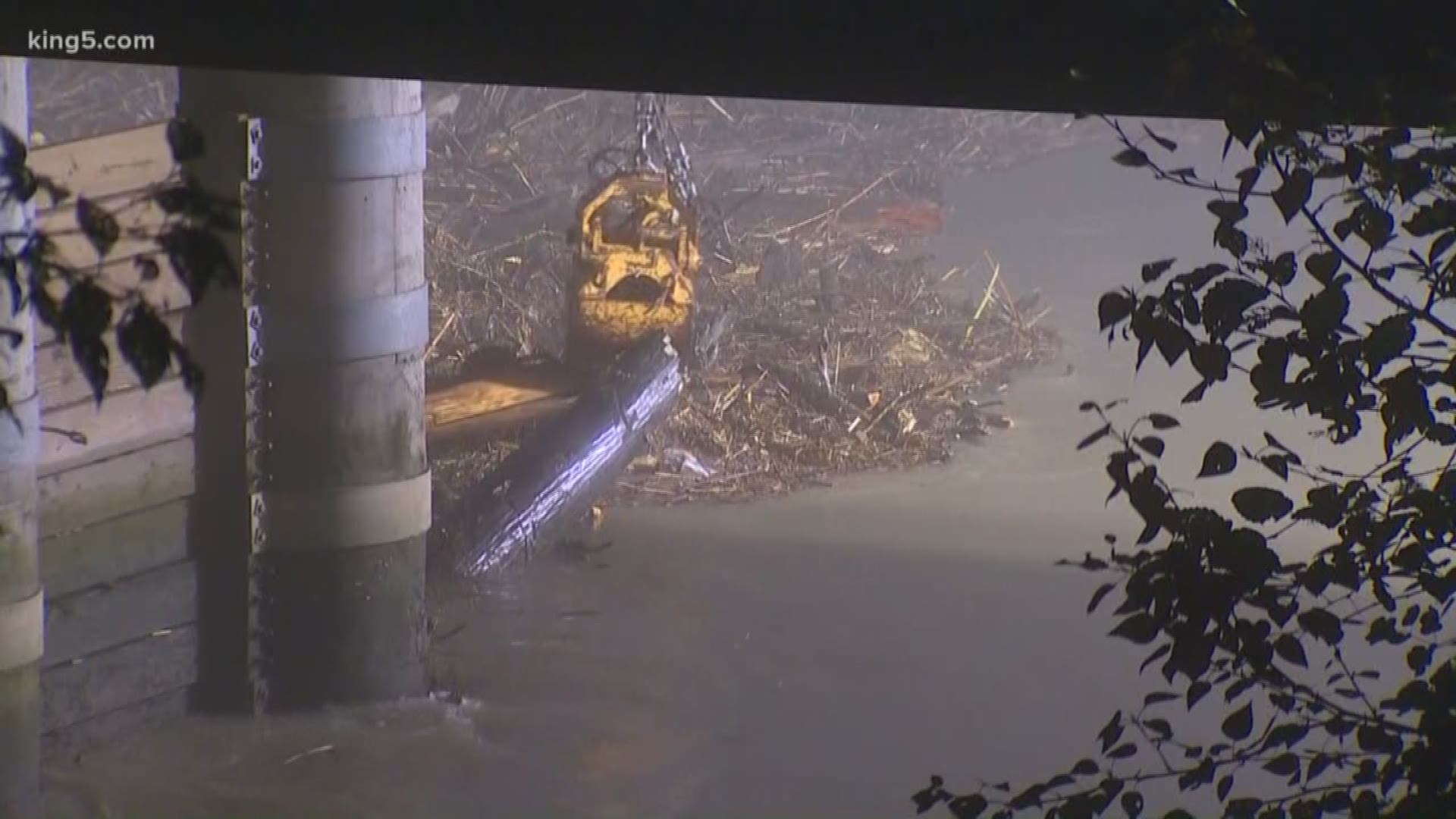 WSDOT said drivers should plan for delays through the Wednesday morning commute as their crews continue to clean up debris caused by a log jam.
