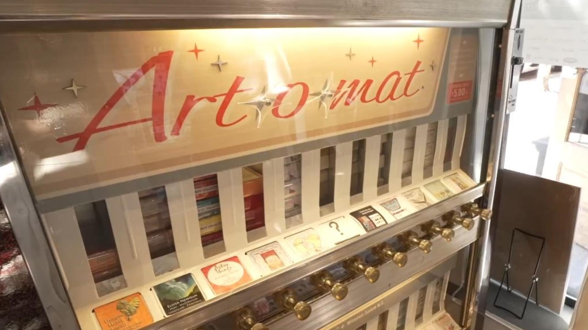 The "Art-O-Mat" inside Venue is a vintage cigarette machine that dispenses handmade art. #k5evening