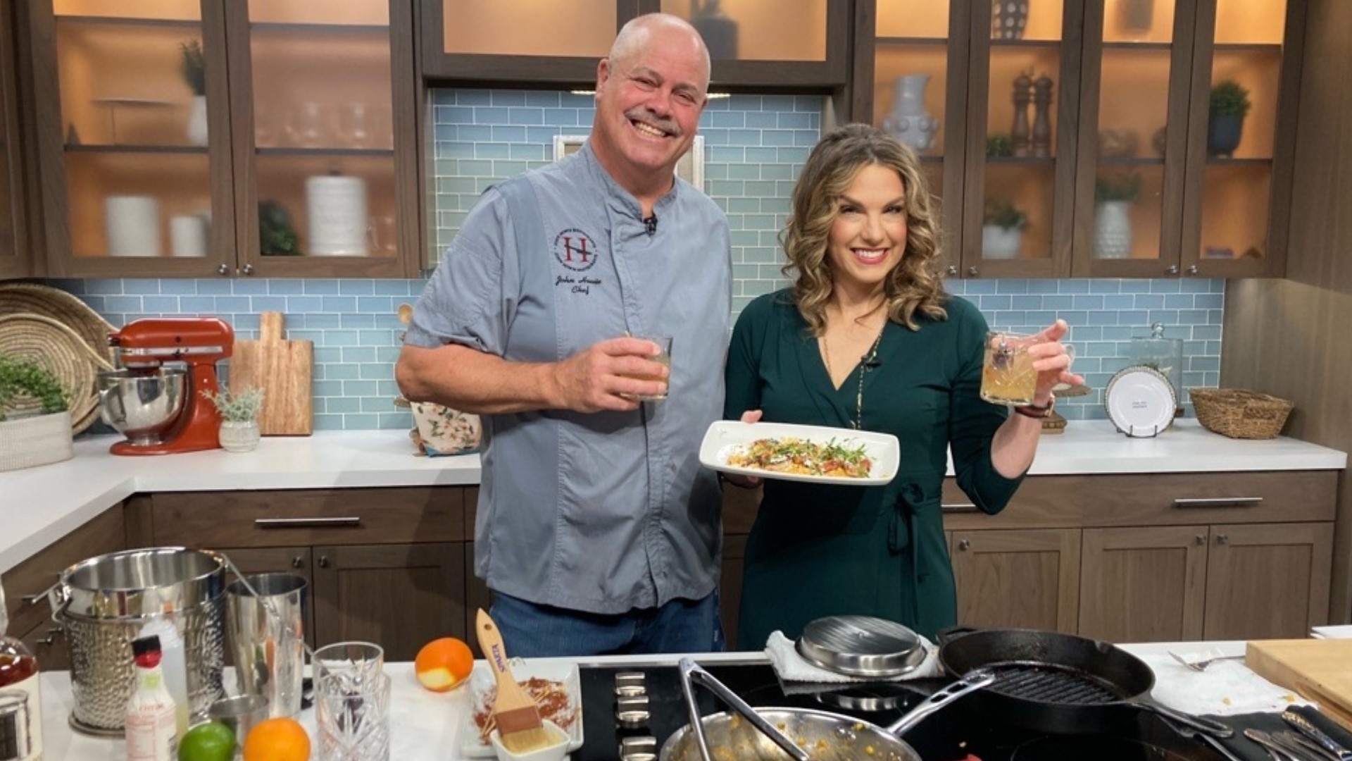 Chef John Howie pairs his Ancho Chili Shrimp with a cocktail from his new venture, Whiskey by John Howie. #newdaynw