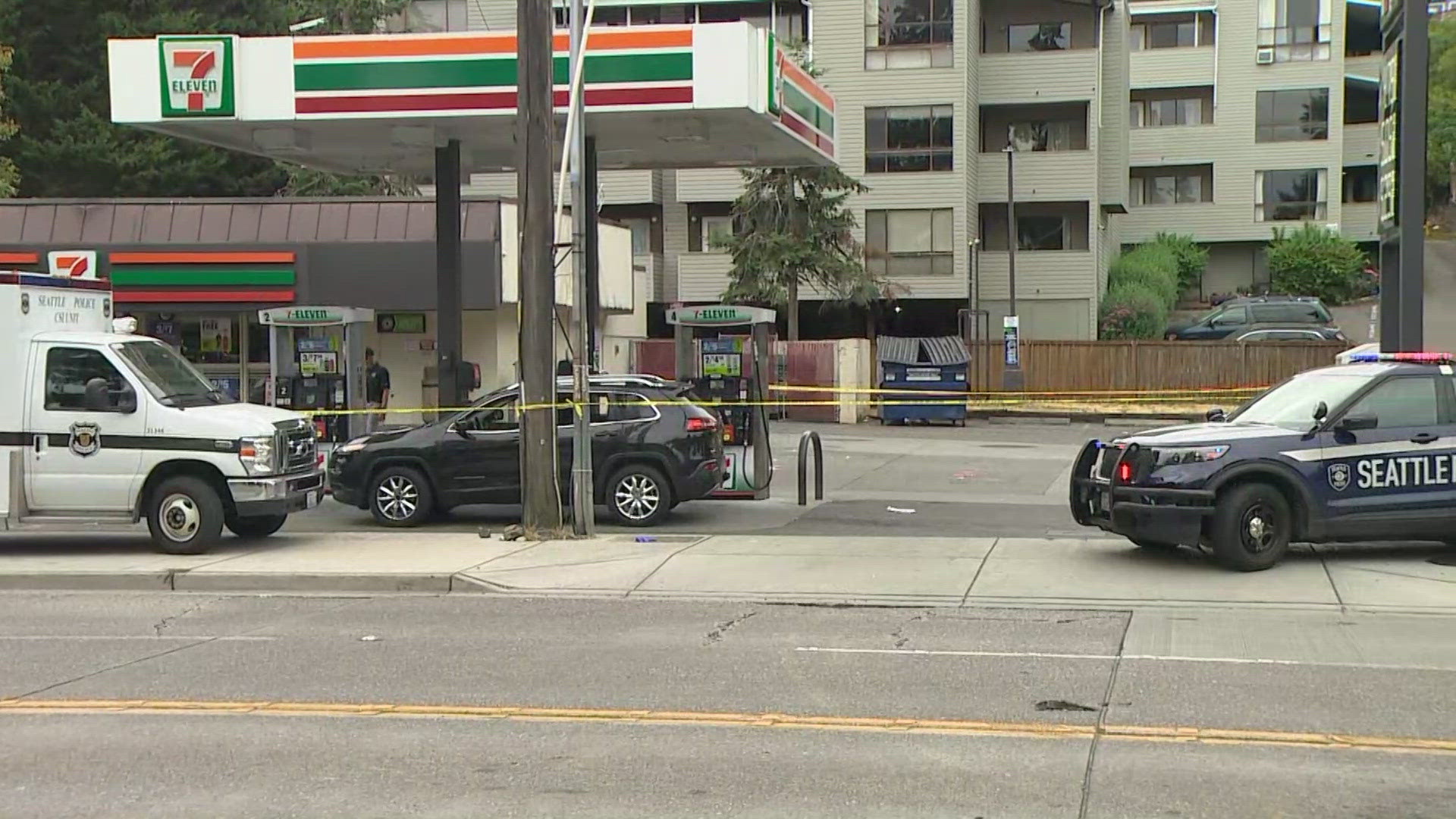 First responders attempted CPR on the man, but he died at the scene on Tuesday outside a 7-Eleven store in Seattle.