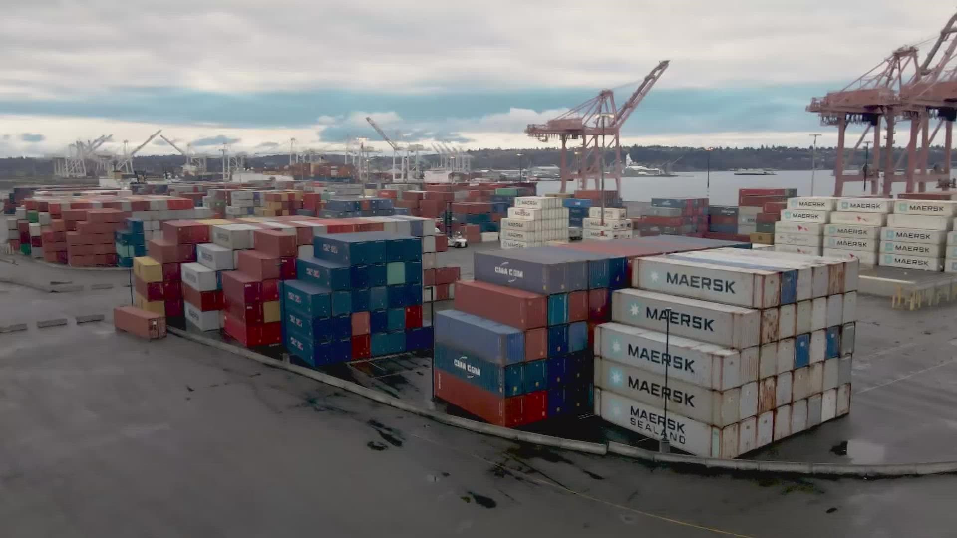 Some of the money from the $1.2 trillion infrastructure bill will be used in the short term to unsnarl Washington's ports.