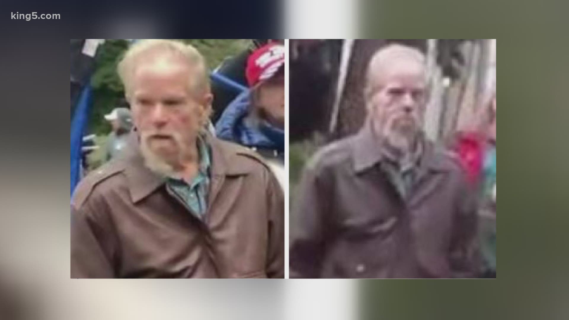 The Washington State Patrol is seeking to identify a man who is being investigated for assault in connection with the governor's mansion breach in Olympia on Jan. 6.