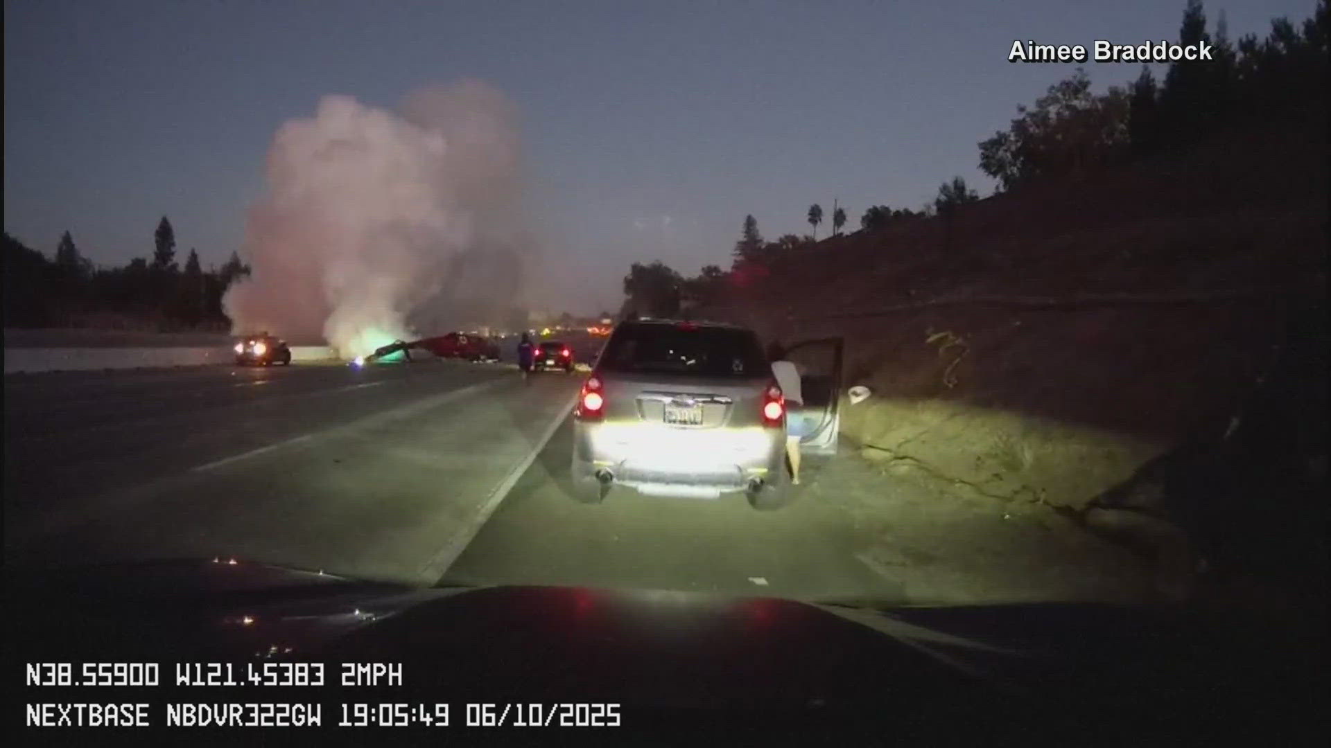 New dashcam video shows medical helicopter crash on highway | king5.com