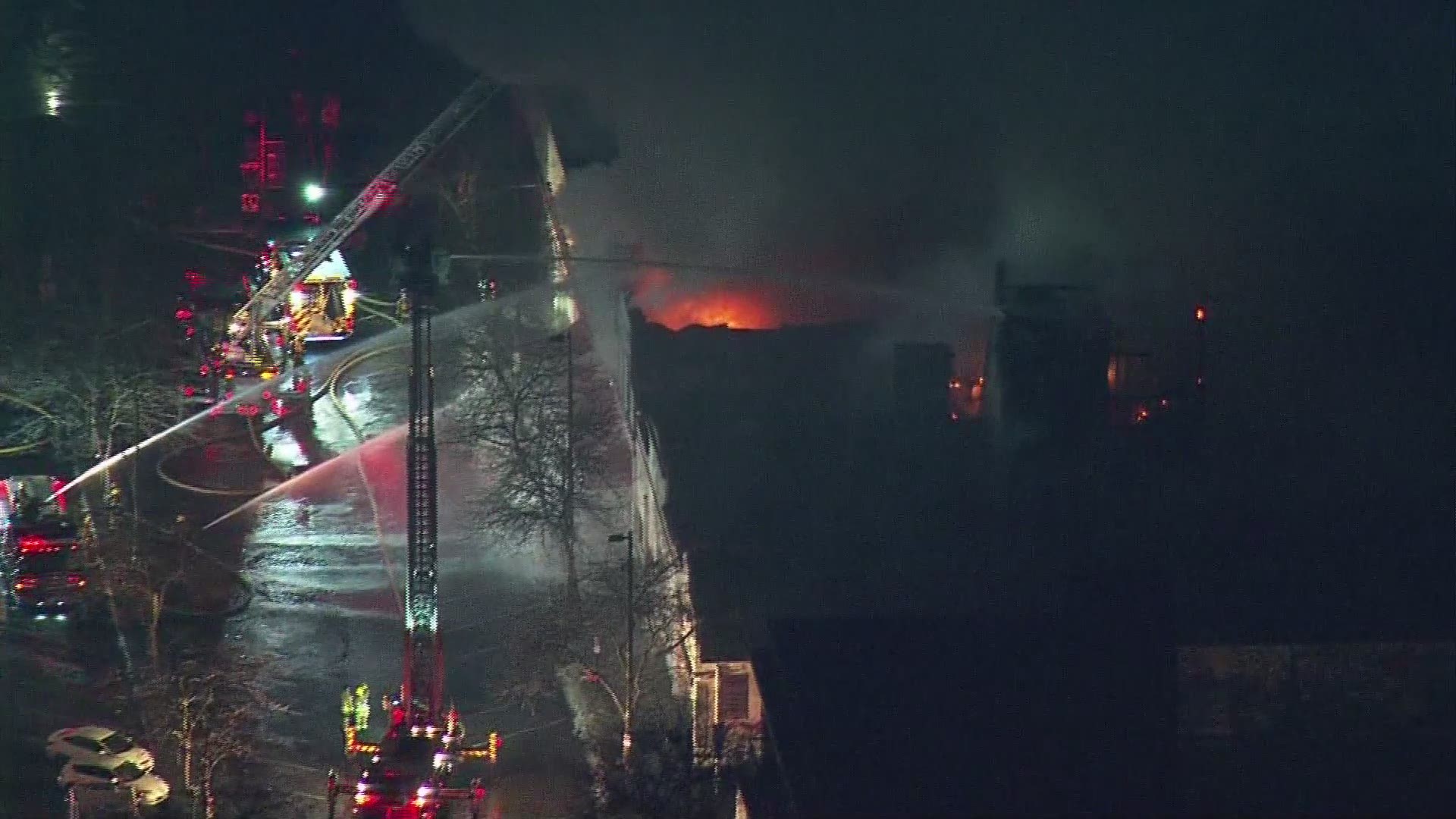 Raw SkyKING aerials above a fire in Bellingham.